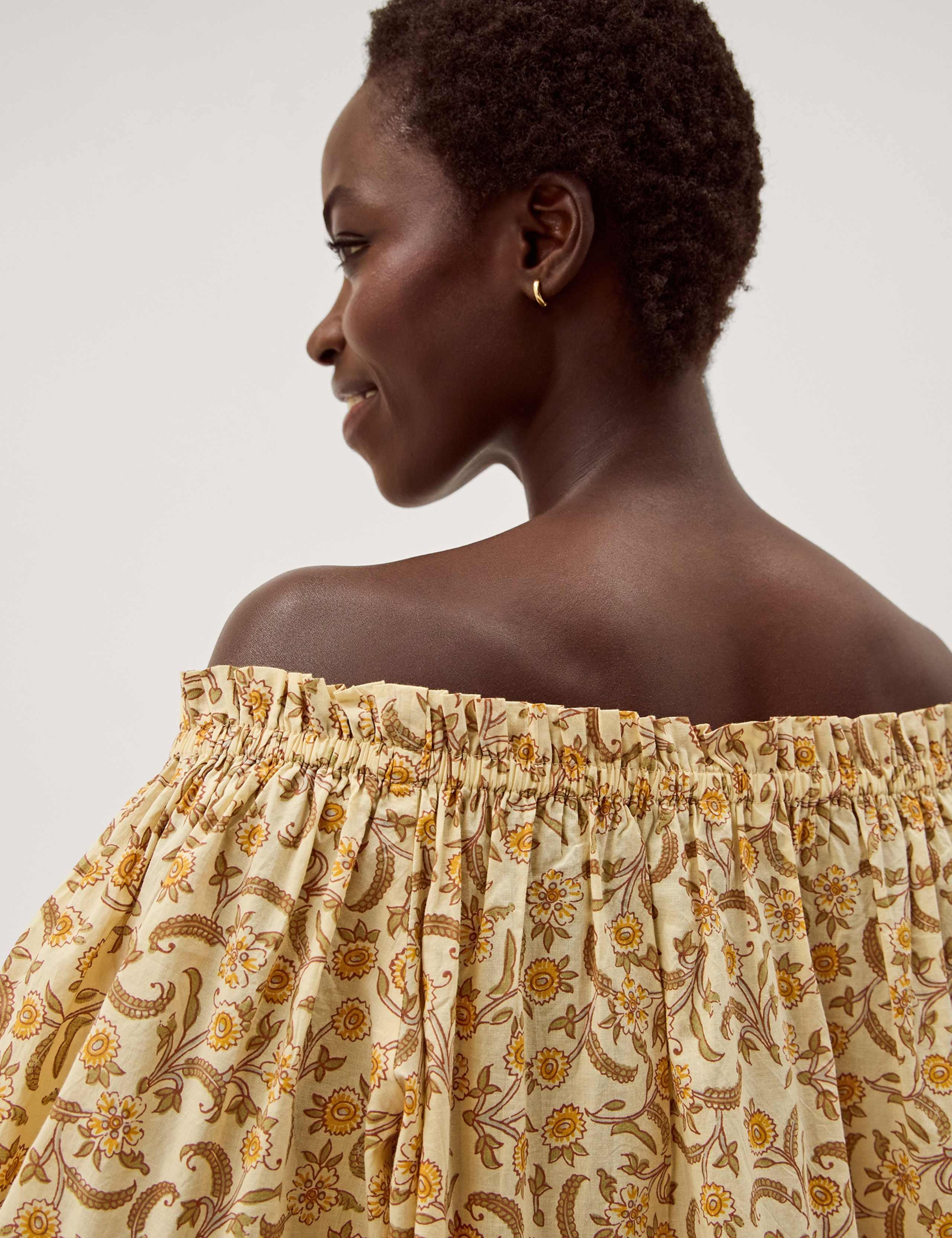 Pure Cotton Floral Off The Shoulder Midi Dress 5 of 6