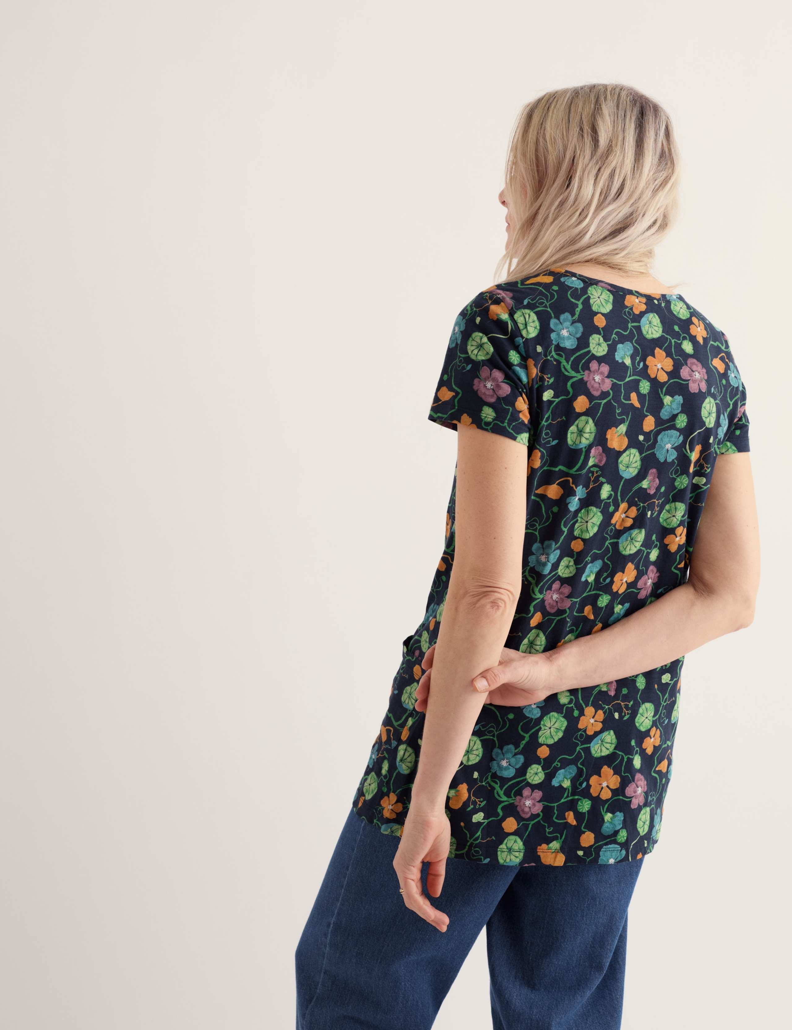 Pure Cotton Jersey Floral Relaxed Tunic 4 of 5