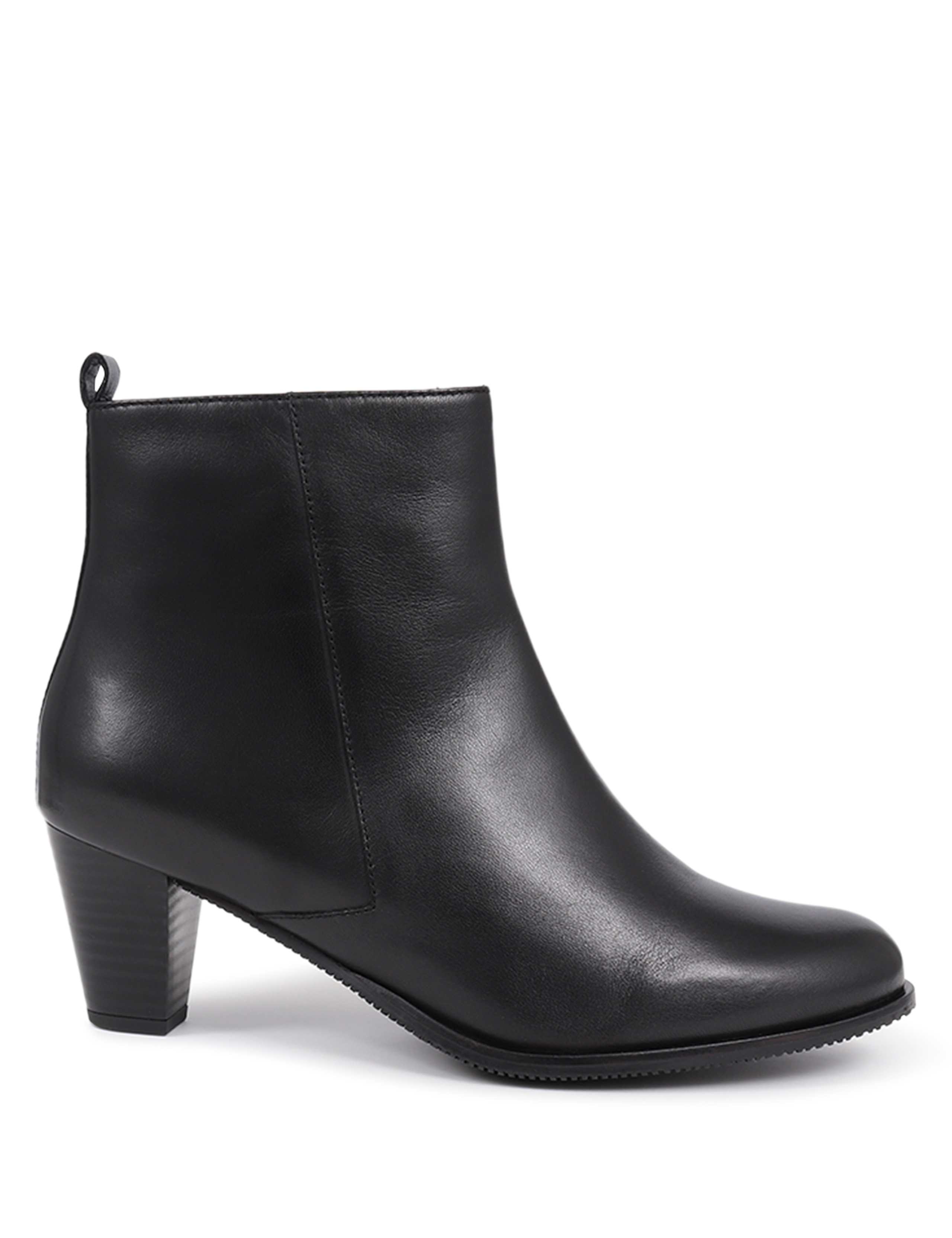 Wide Fit Leather Block Heel Ankle Boots 2 of 7