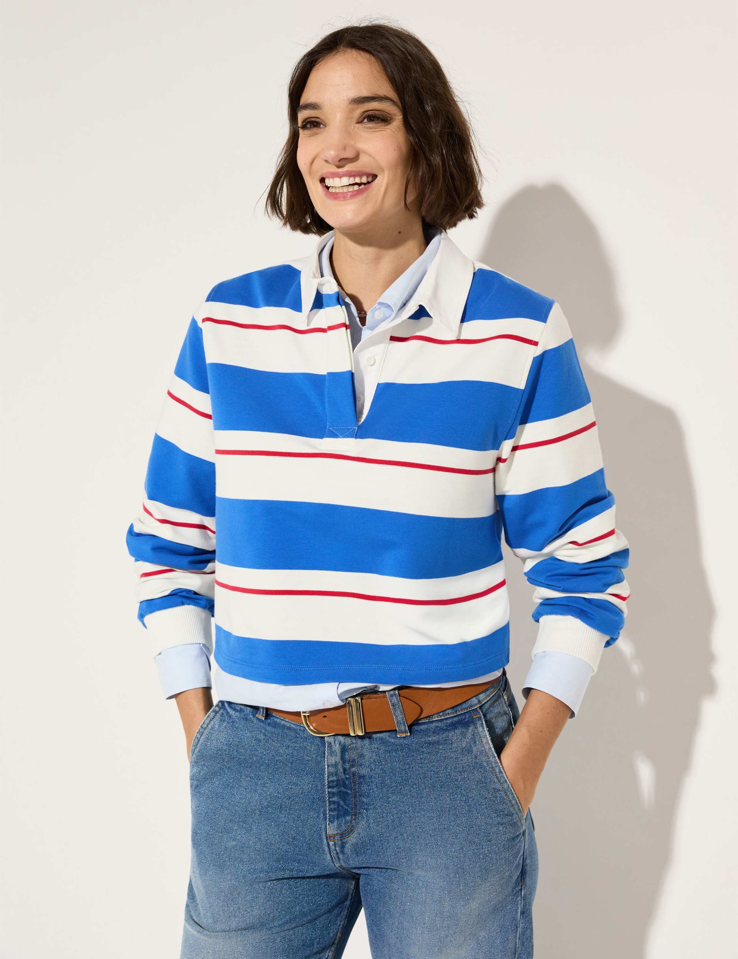 Cotton Rich Colour Block Crop Rugby Top 4 of 4
