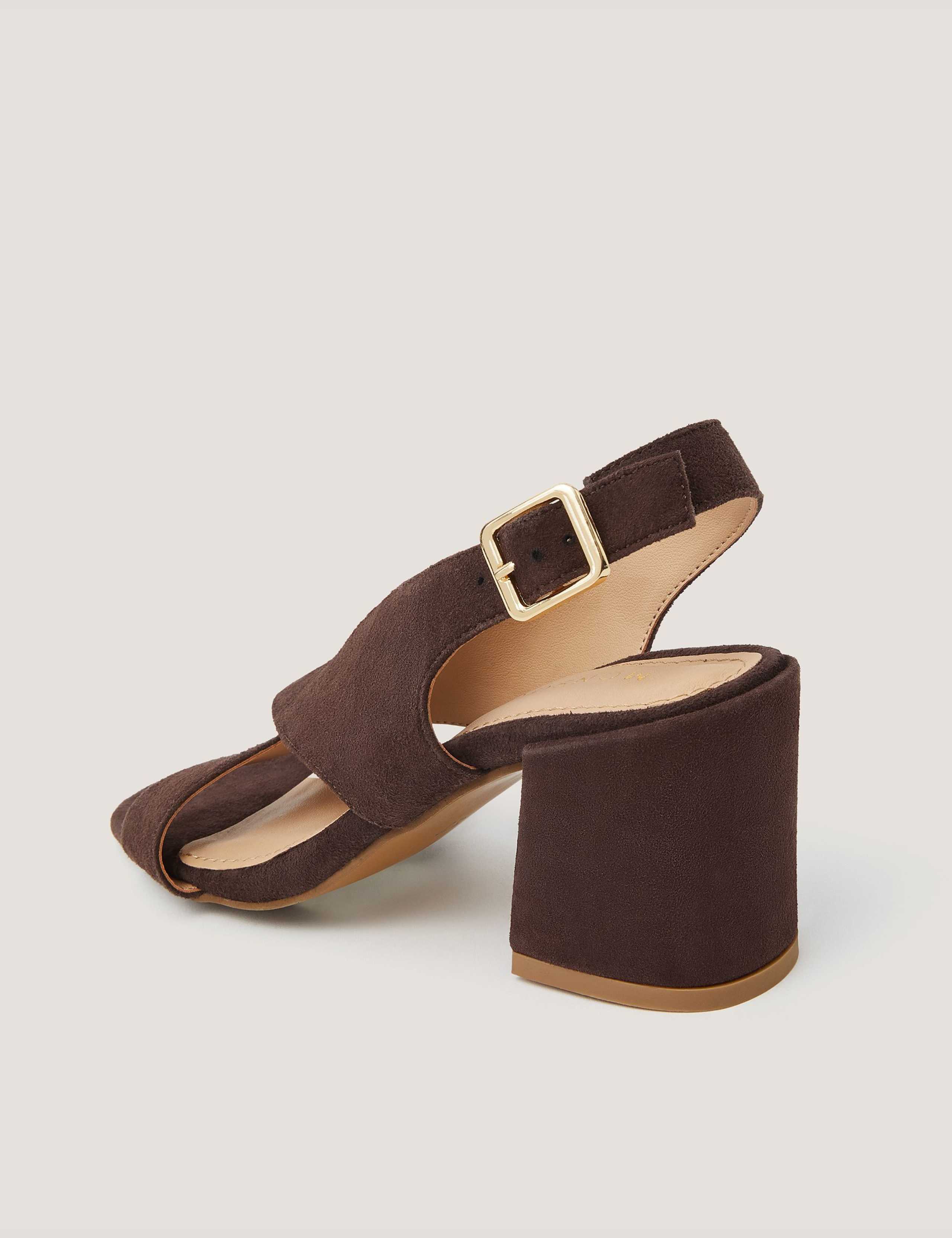 Leather Crossover Buckle Block Heel Sandals 2 of 3