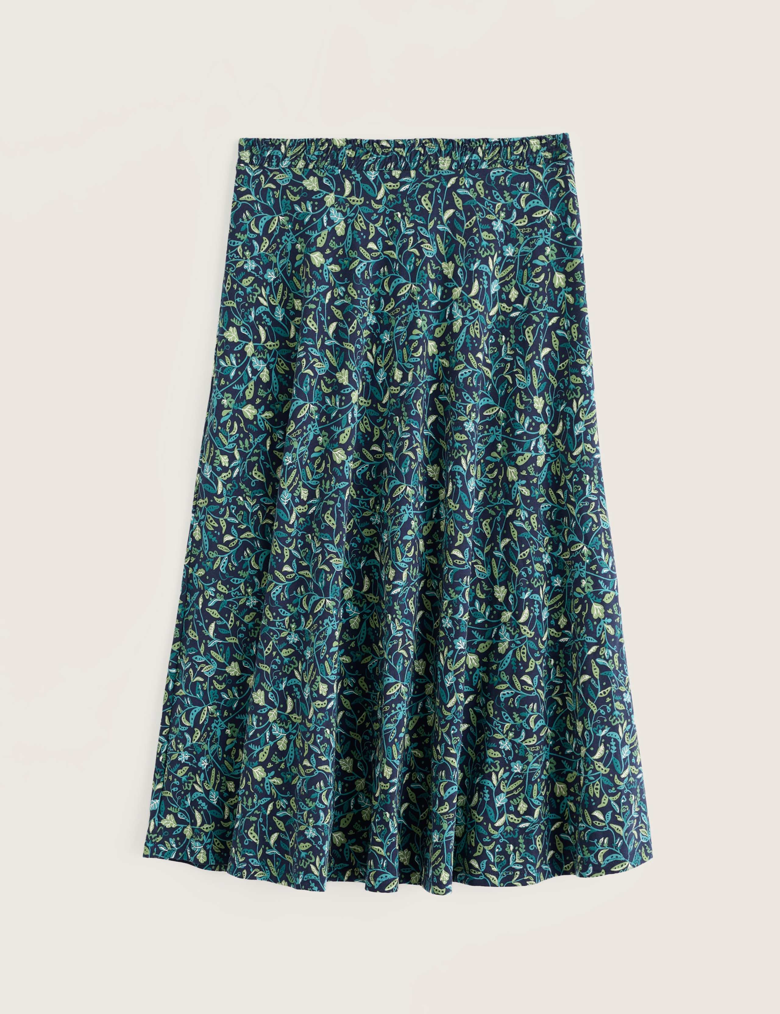 Cotton Rich Floral Midi A-Line Skirt 2 of 5