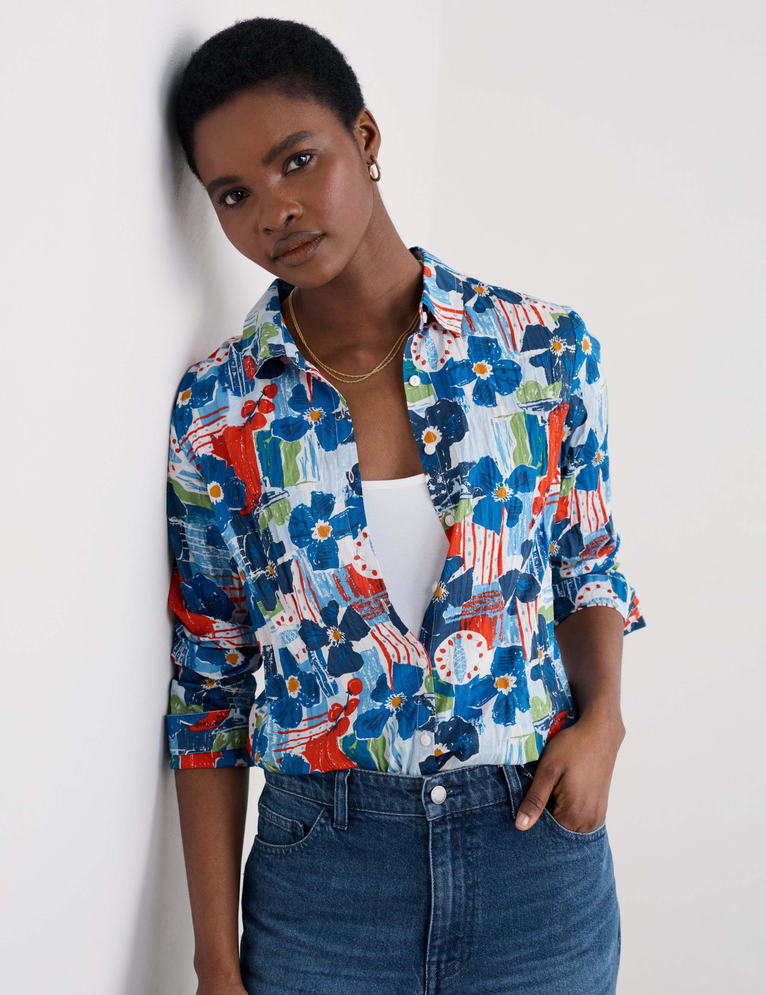 Pure Cotton Floral Crinkle Shirt 3 of 6