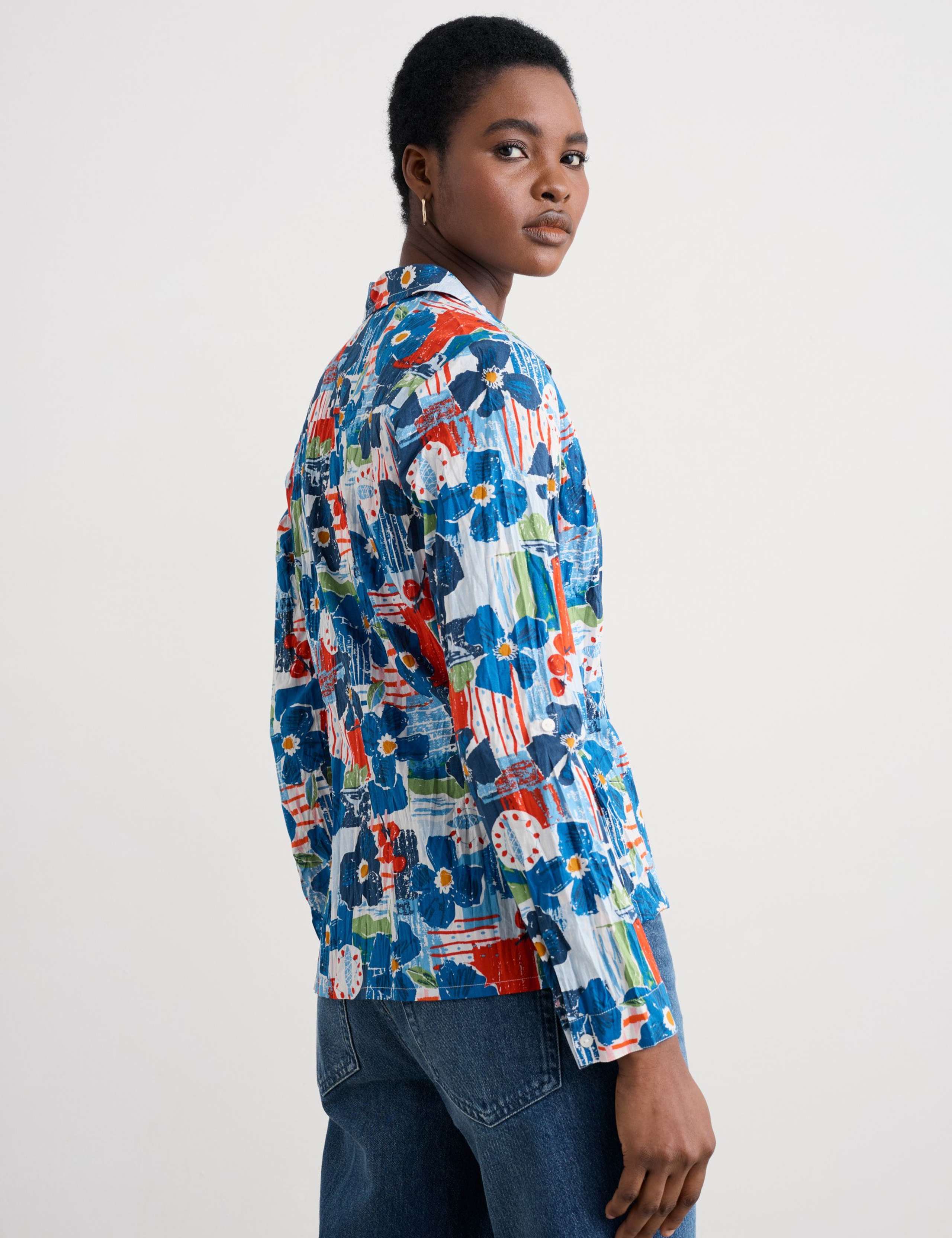 Pure Cotton Floral Crinkle Shirt 4 of 6