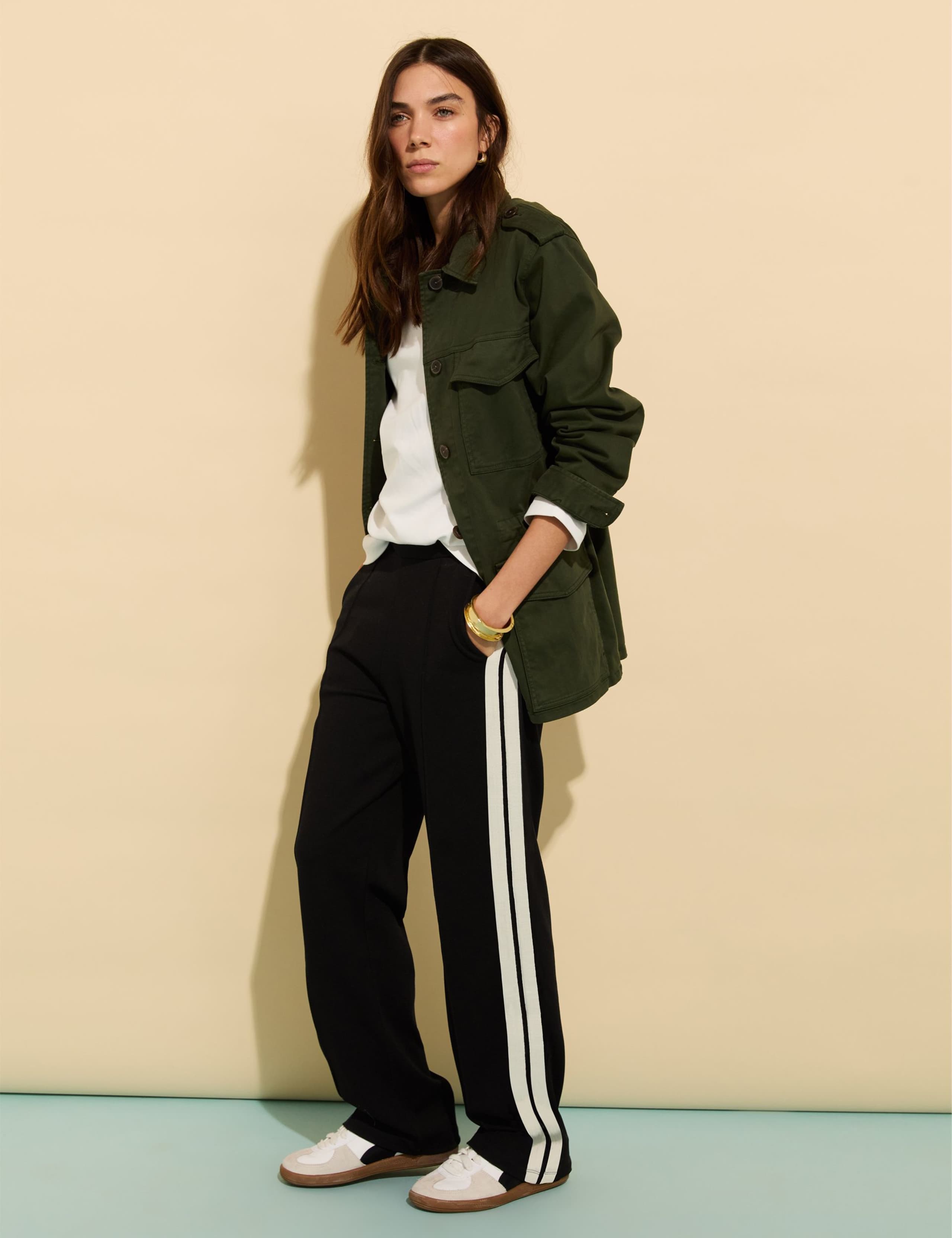Striped Elasticated Waist Wide Leg Trousers 1 of 6