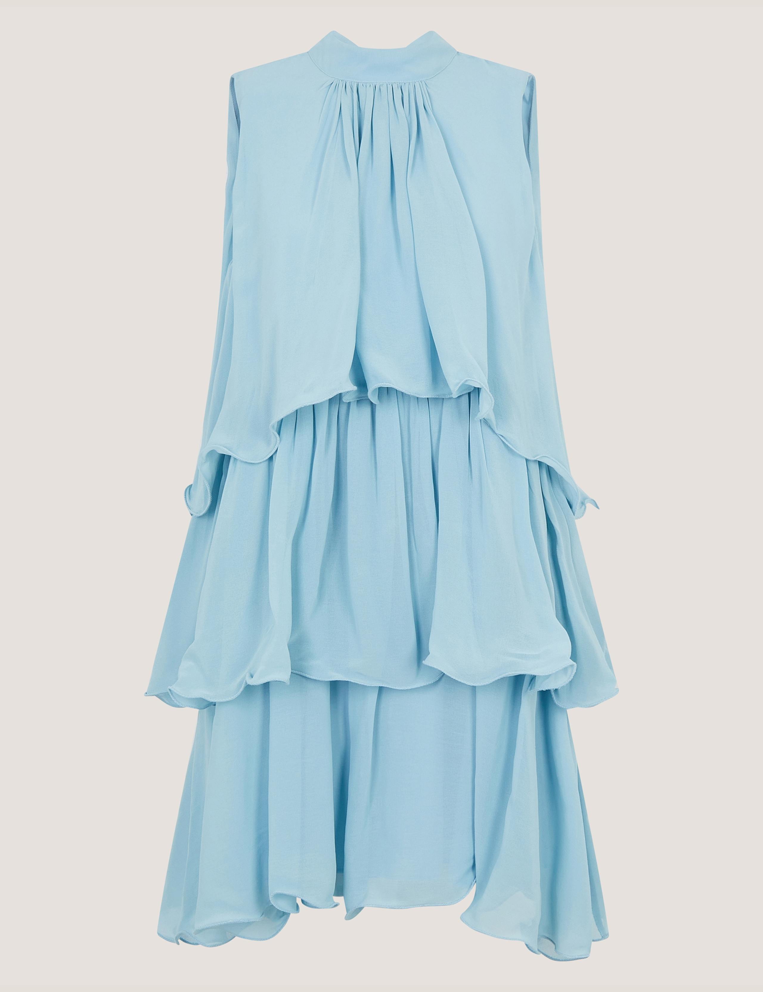 Sheer Ruffle Bow Detail Mini Tiered Swing Dress 2 of 5