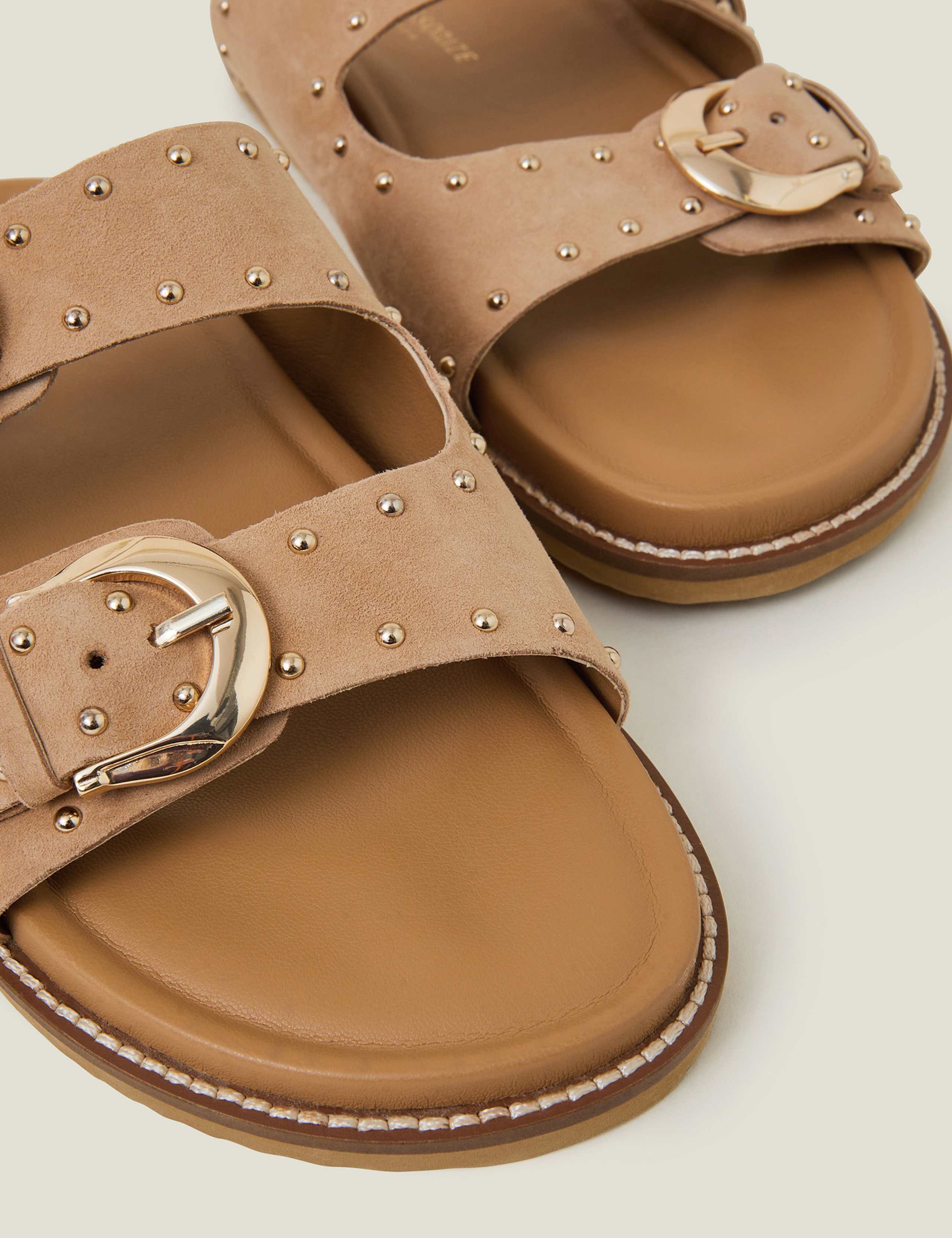 Suede Buckle Studded Footbed Sliders 3 of 3