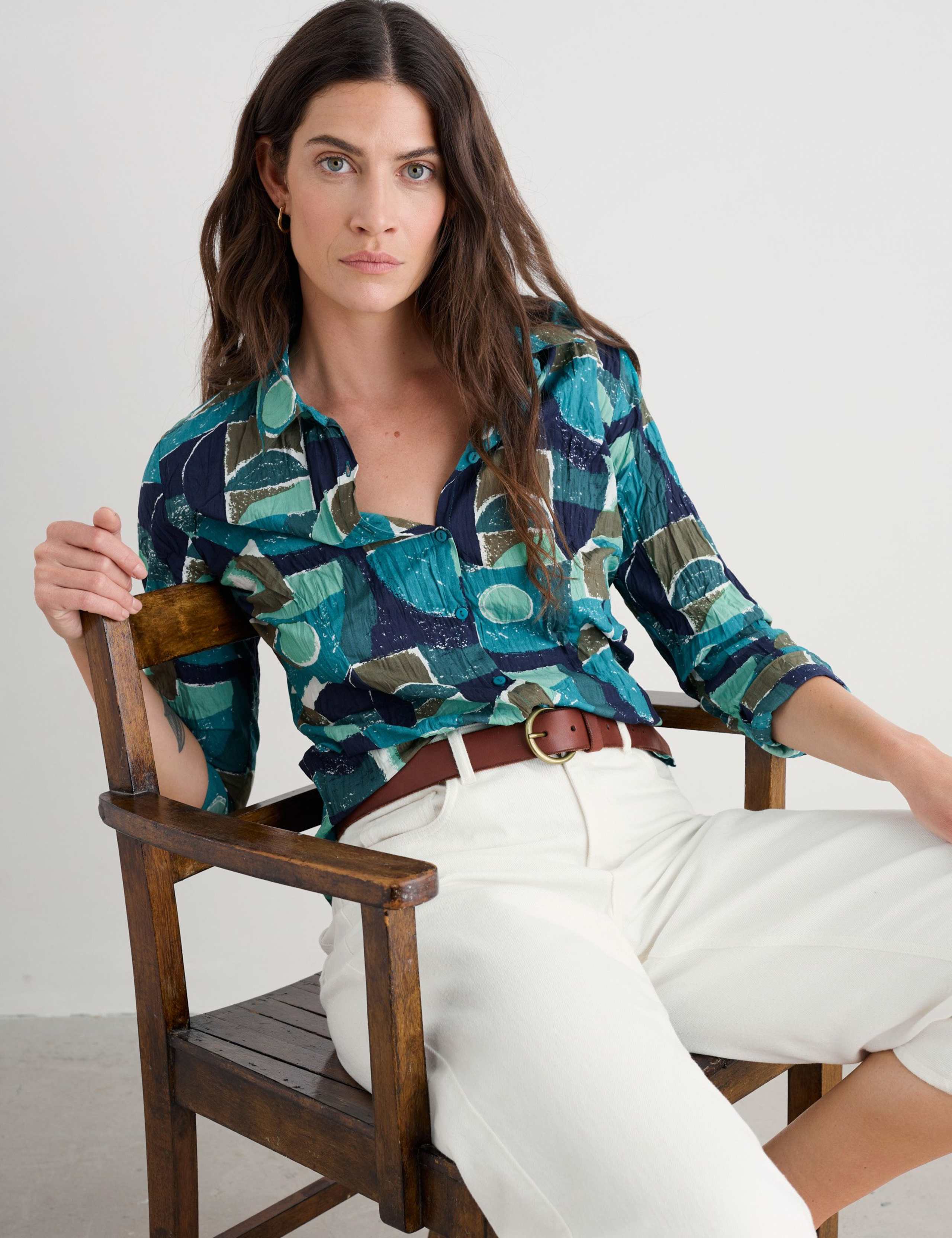 Pure Cotton Geometric Collared Shirt 4 of 6