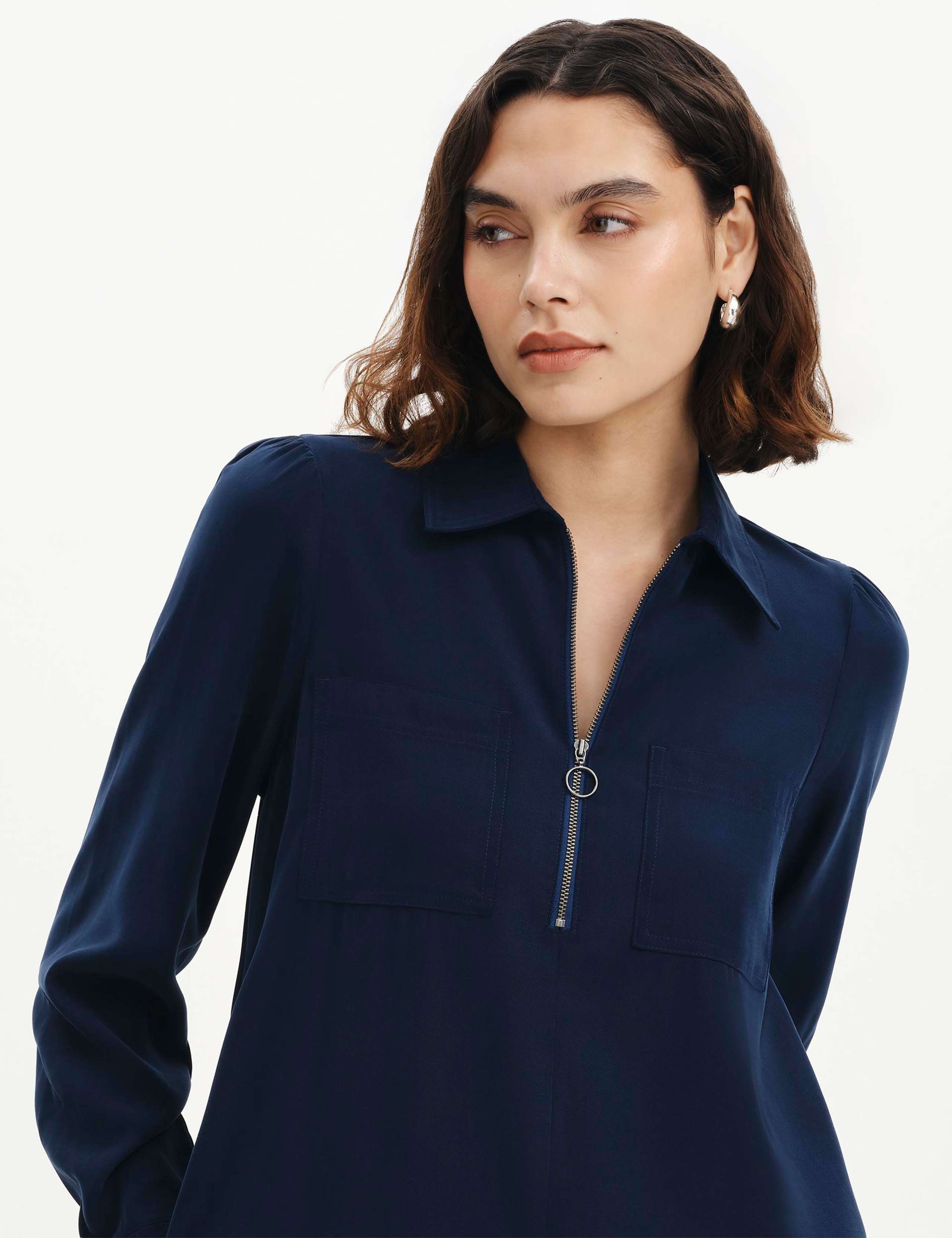 Collared Zip Up Mini Shirt Dress 4 of 7