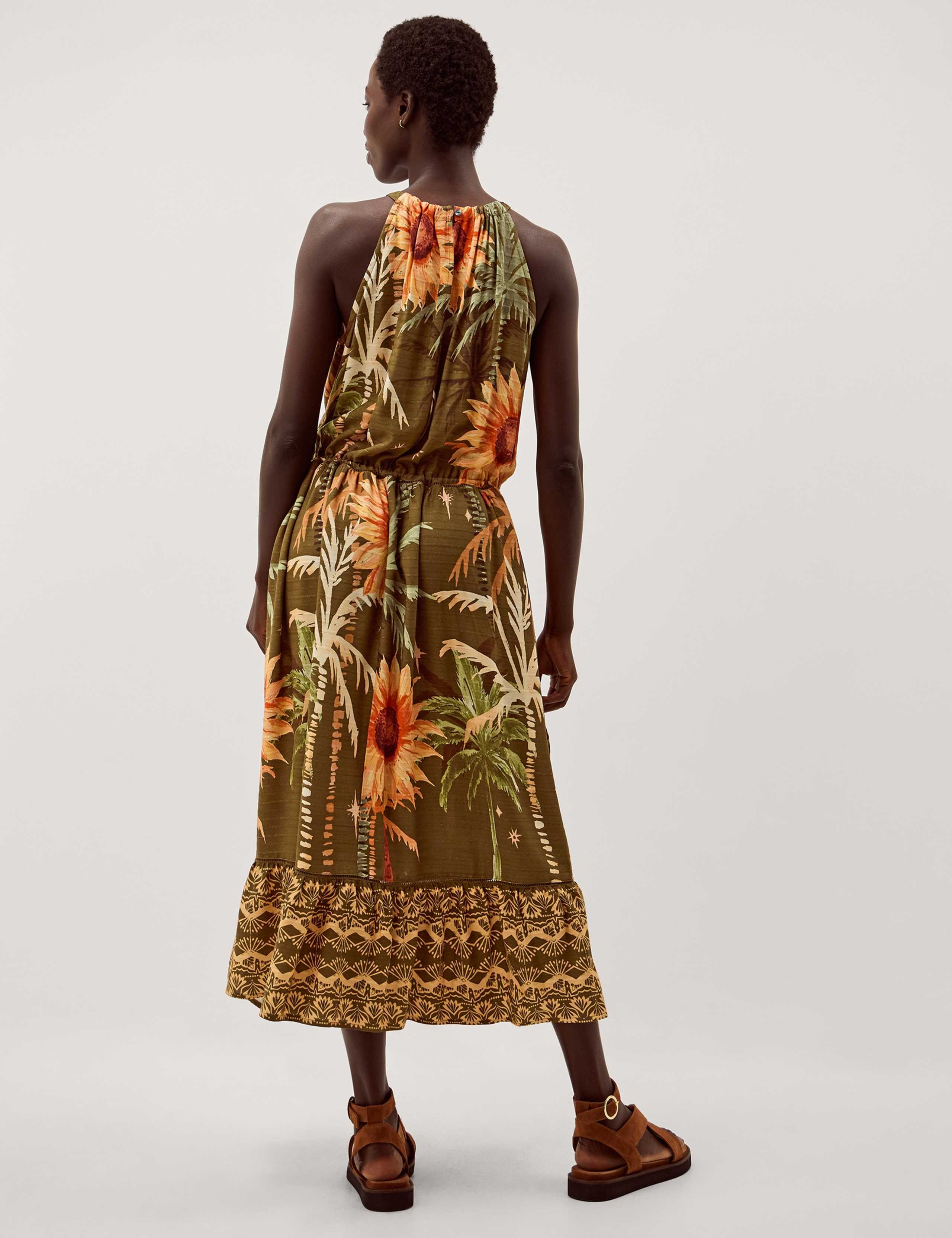 Tropical Print Halter Neck Midi Dress 3 of 5
