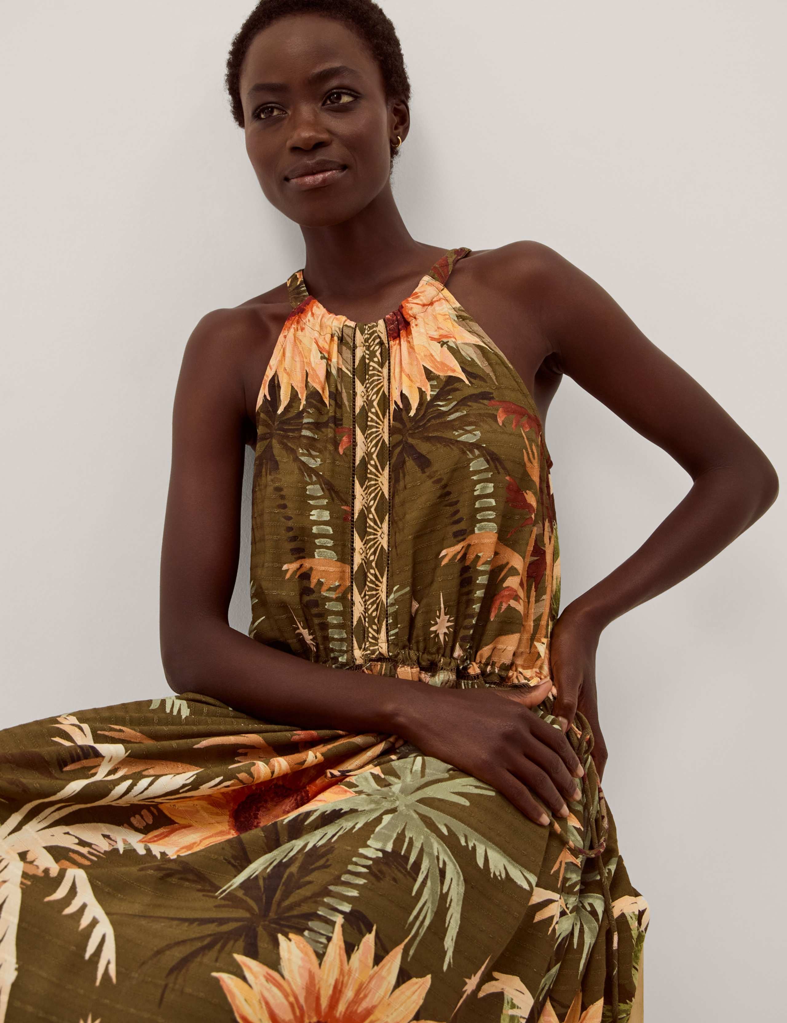 Tropical Print Halter Neck Midi Dress 4 of 5