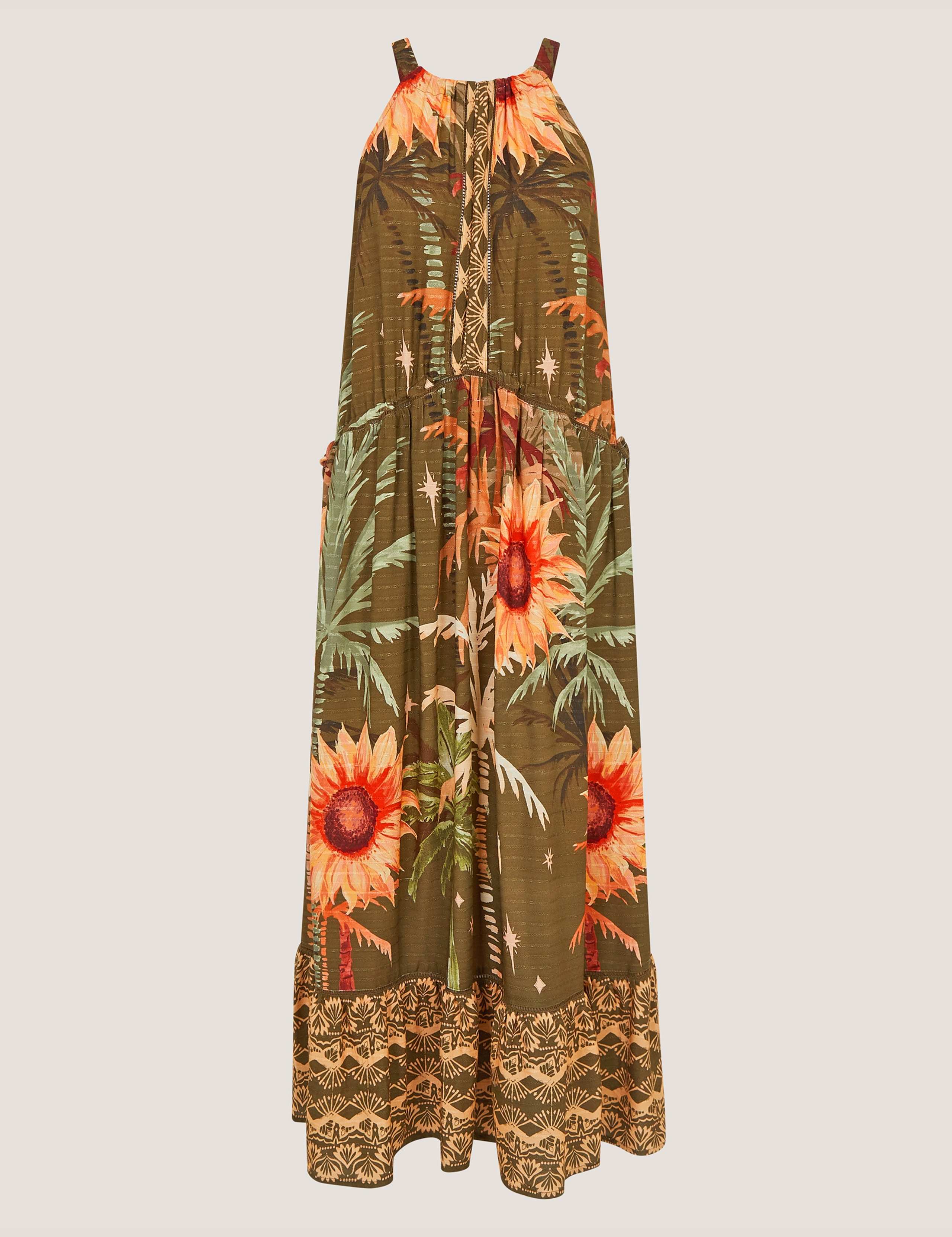 Tropical Print Halter Neck Midi Dress 2 of 5