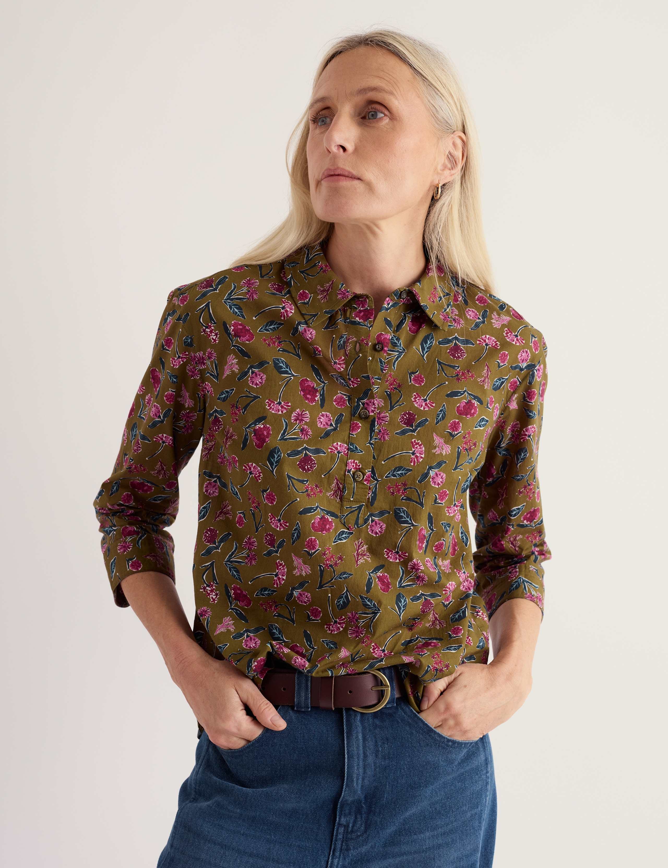 Pure Cotton Foral Collared Shirt 4 of 5