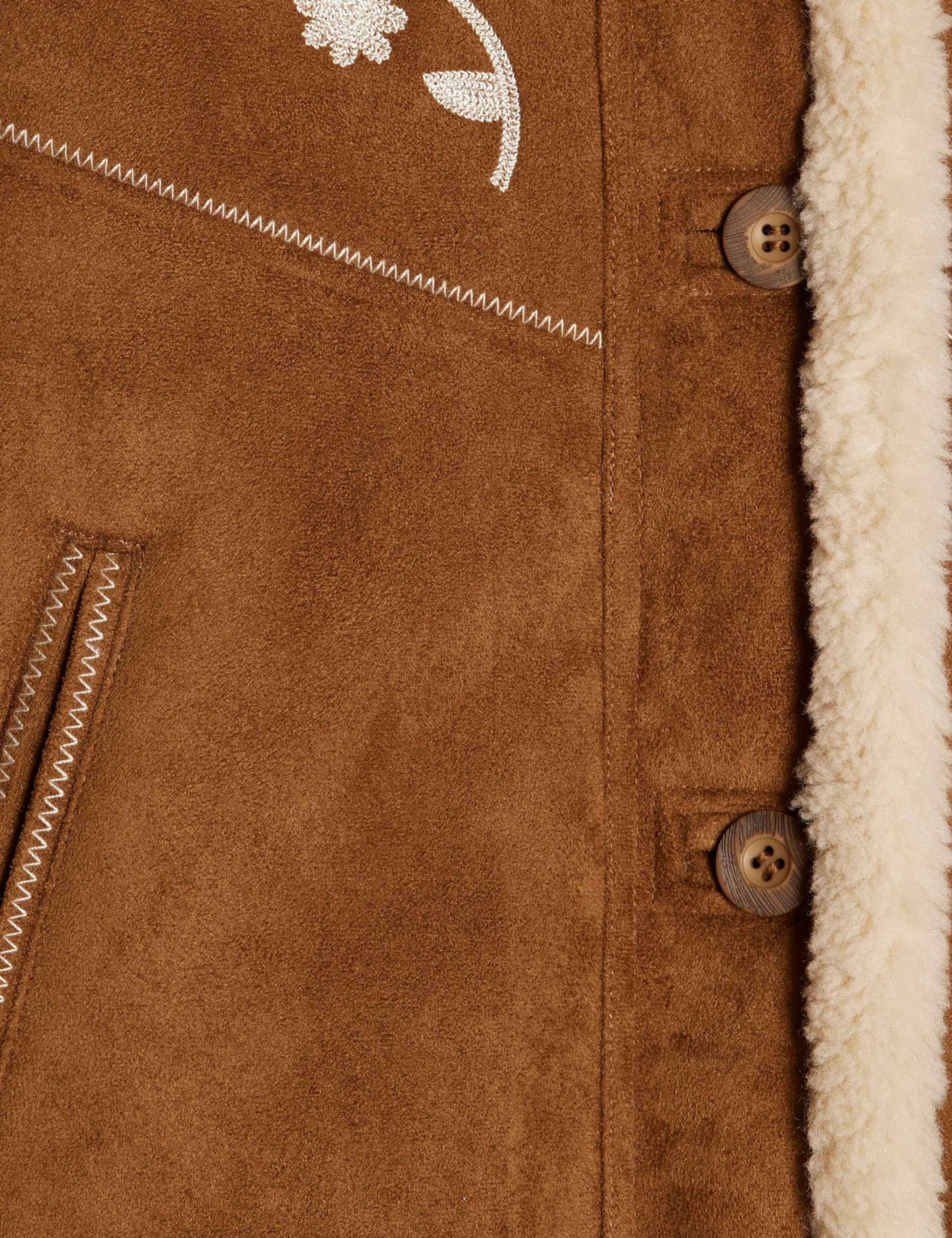 Faux Shearling Embroidered Collared Jacket 2 of 6