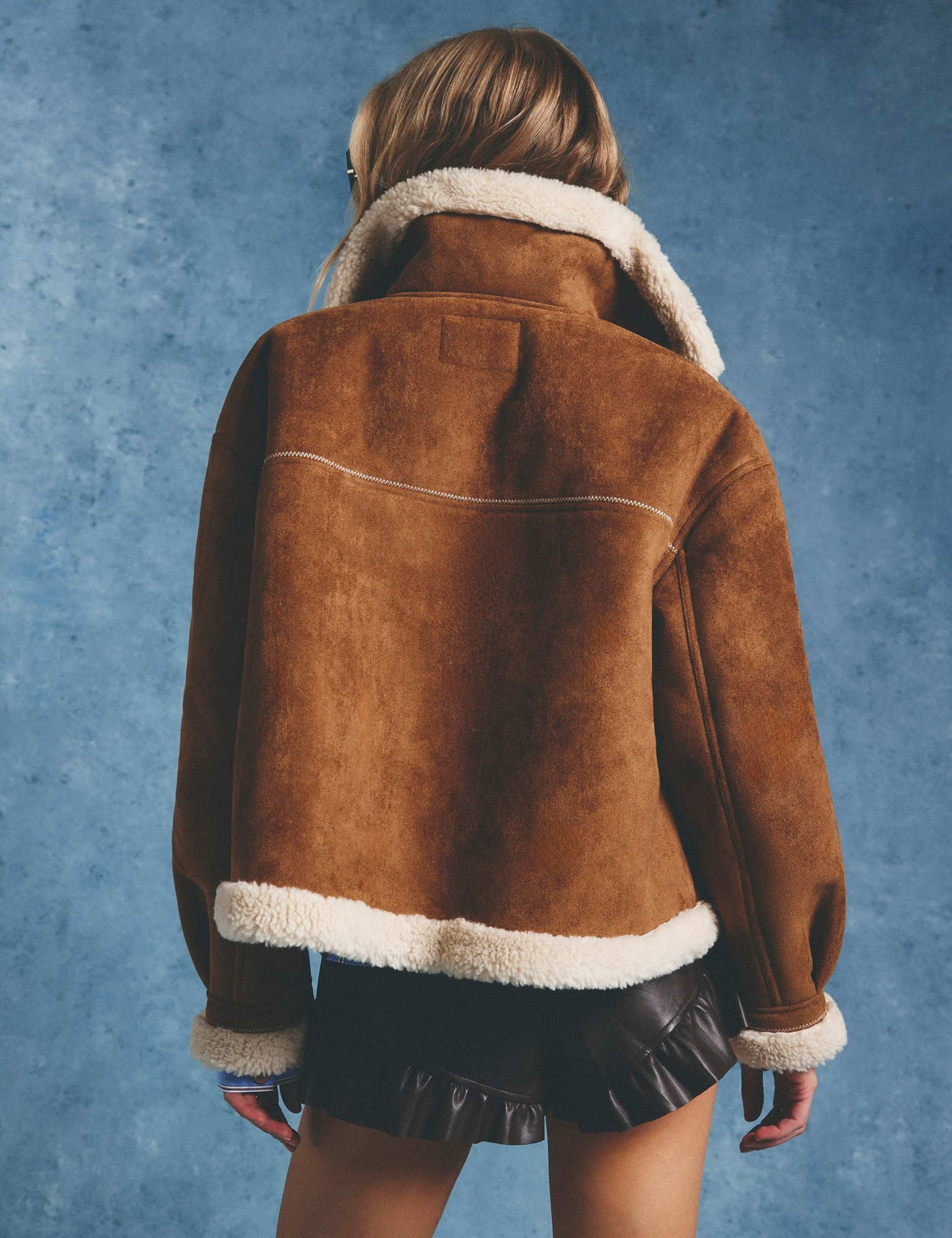 Faux Shearling Embroidered Collared Jacket 4 of 6