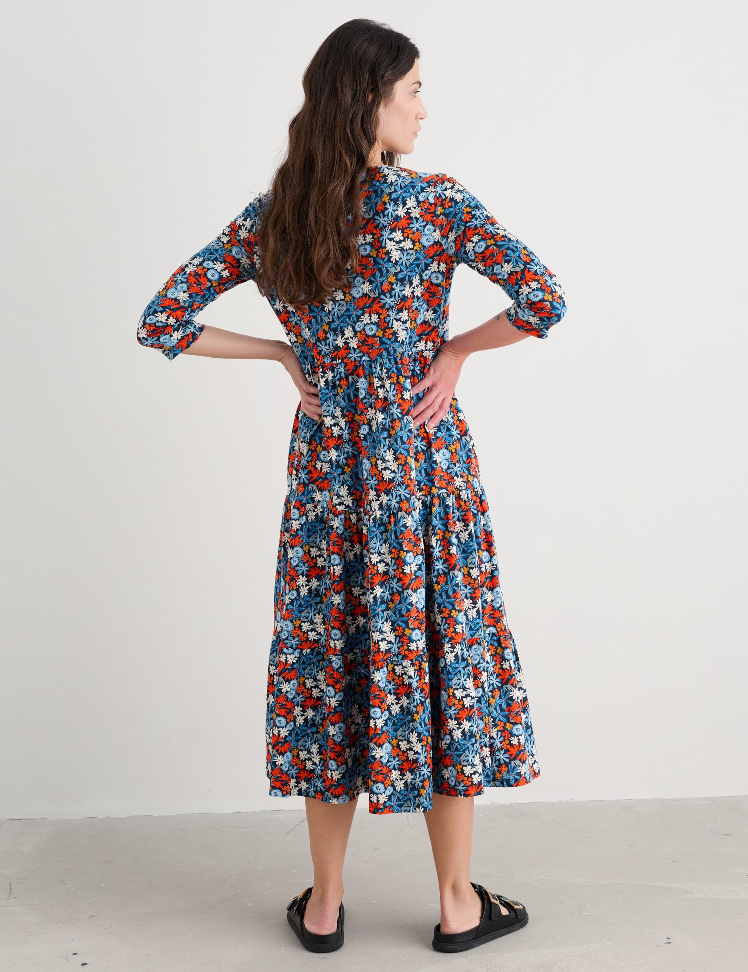 Pure Cotton Floral Midaxi Tiered Dress 3 of 5