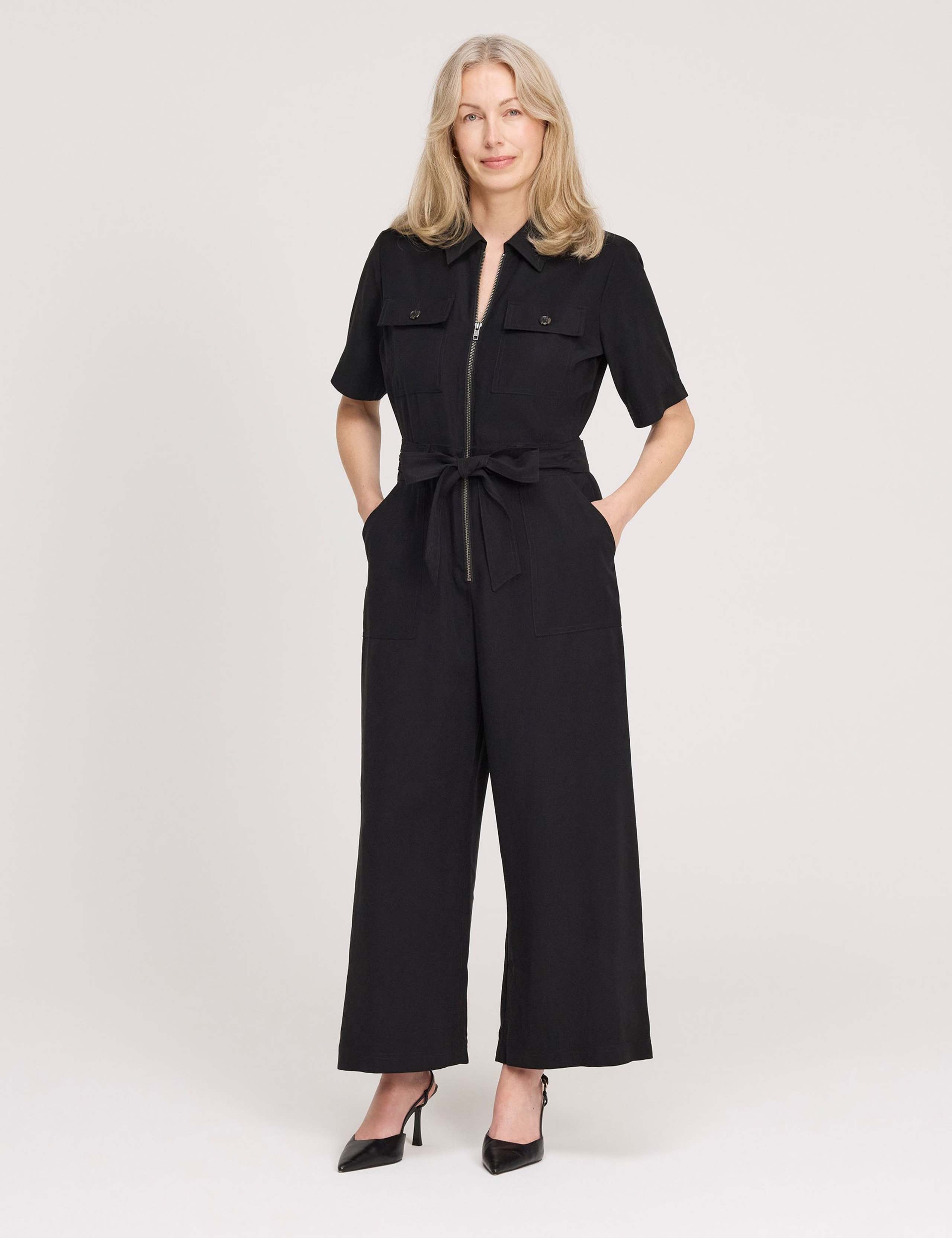 Short Sleeve Cropped Wide Leg Jumpsuit 2 of 5