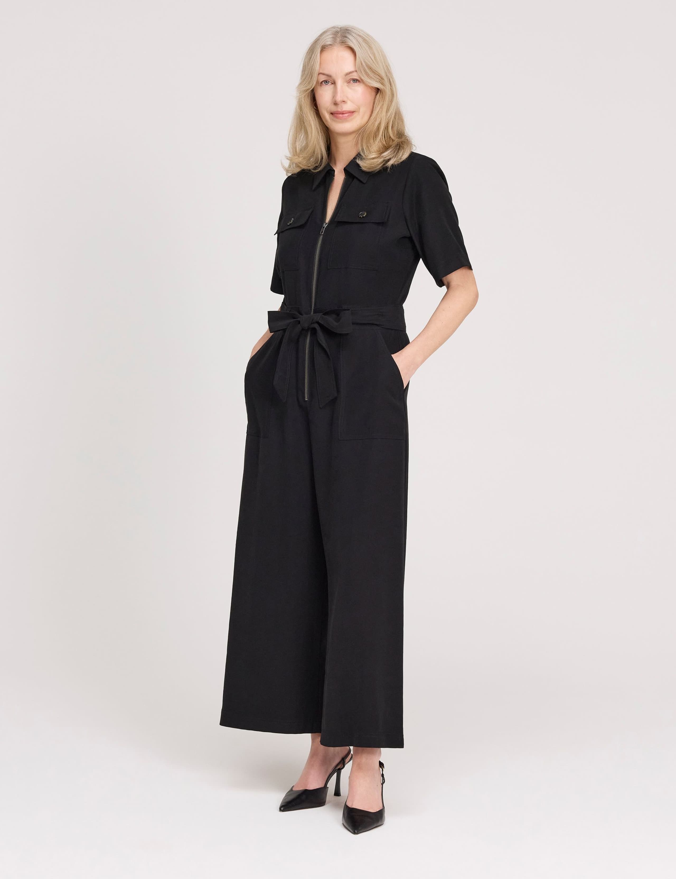 Short Sleeve Cropped Wide Leg Jumpsuit 3 of 5