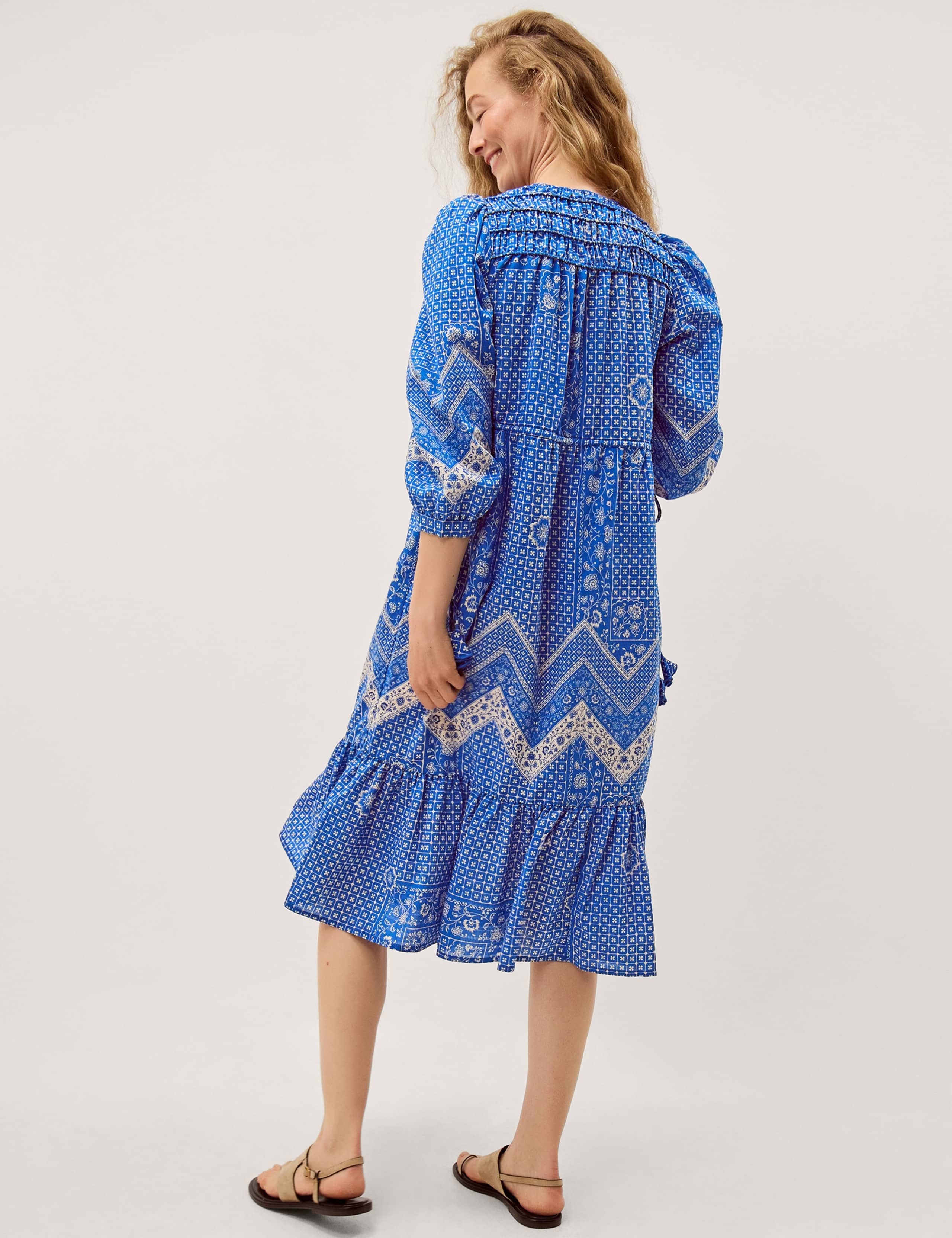 Printed V-Neck Midi Skater Dress 4 of 5