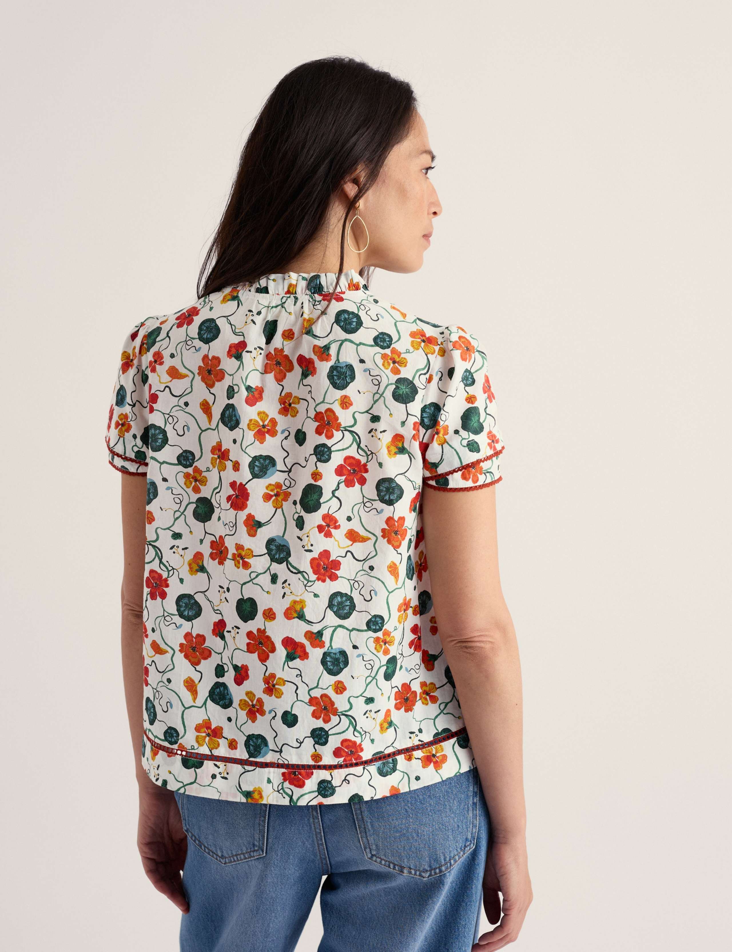 Pure Cotton Floral Lace Detail Top 3 of 5
