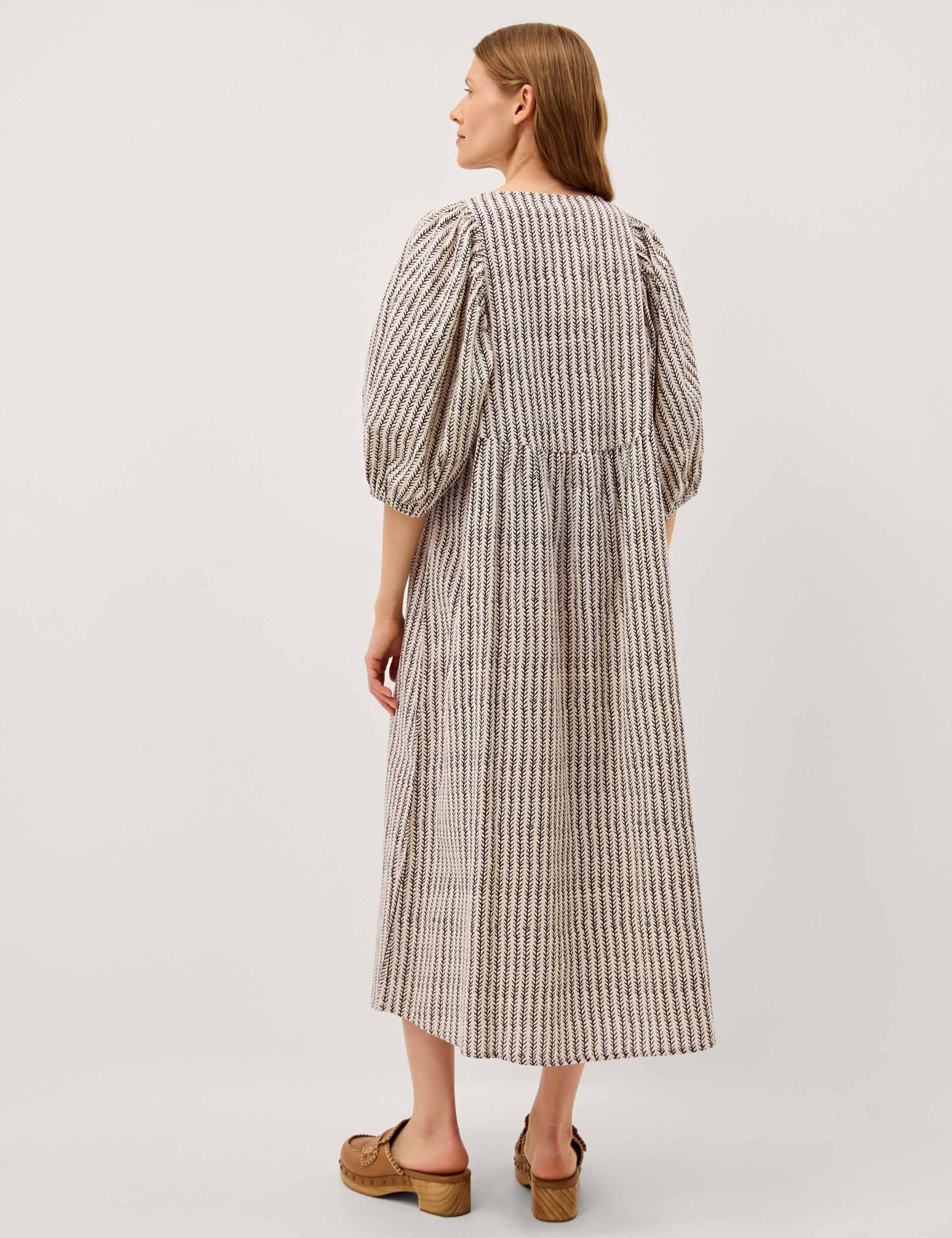 Pure Cotton Embroidered Notch Neck Midi Tea Dress 4 of 7