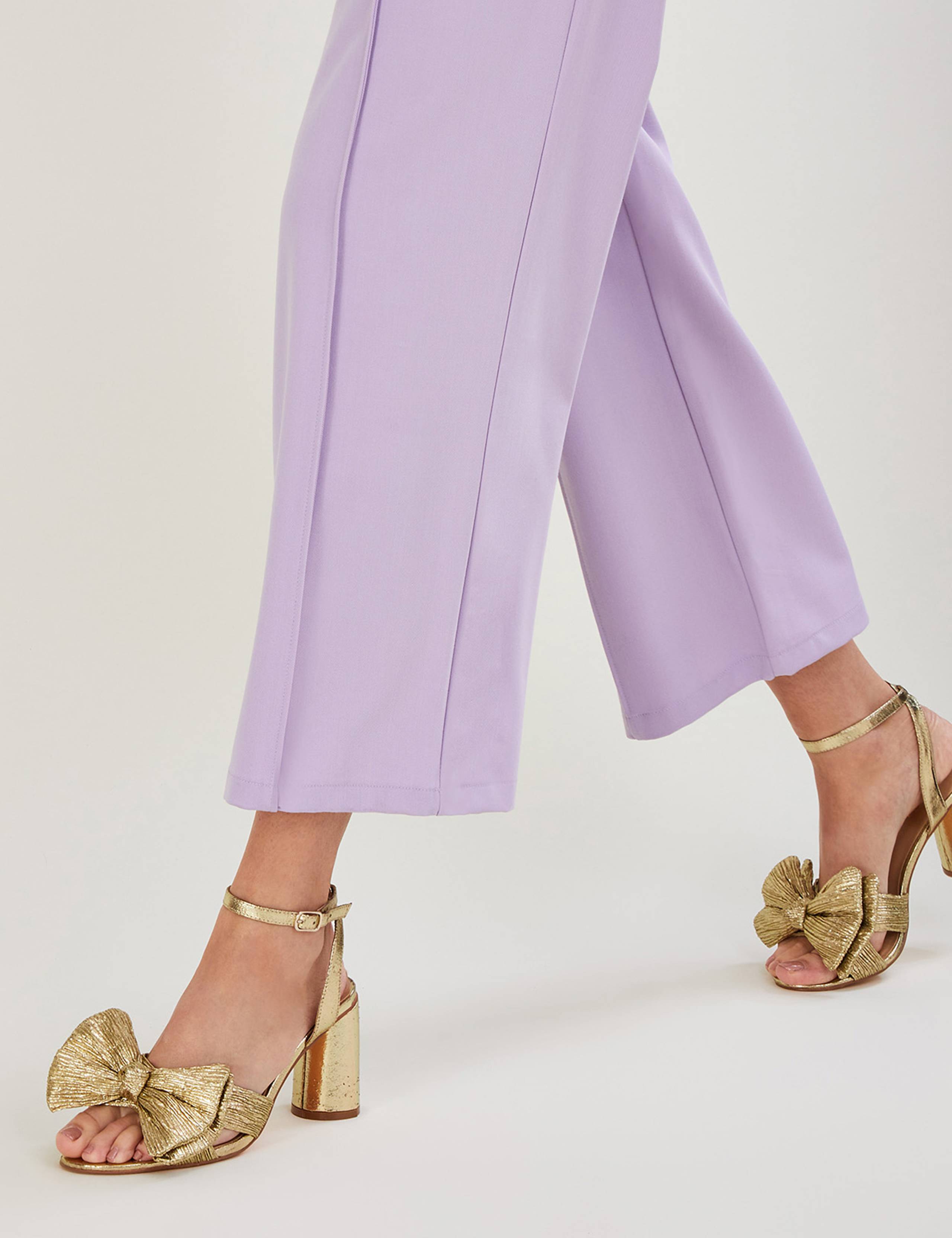 Metallic Bow Block Heel Sandals 1 of 4