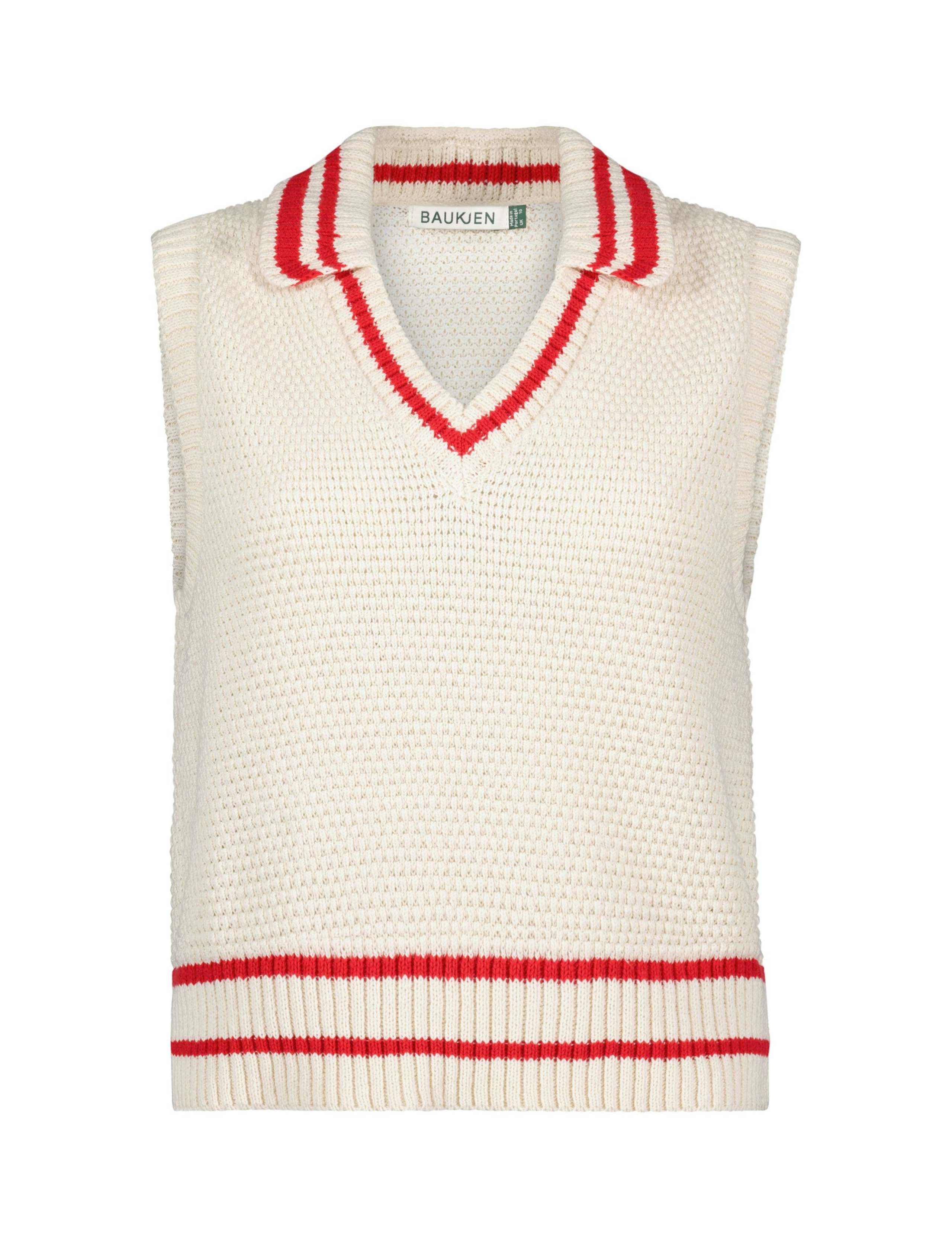 Collared V-Neck Cropped Knitted Vest 2 of 4