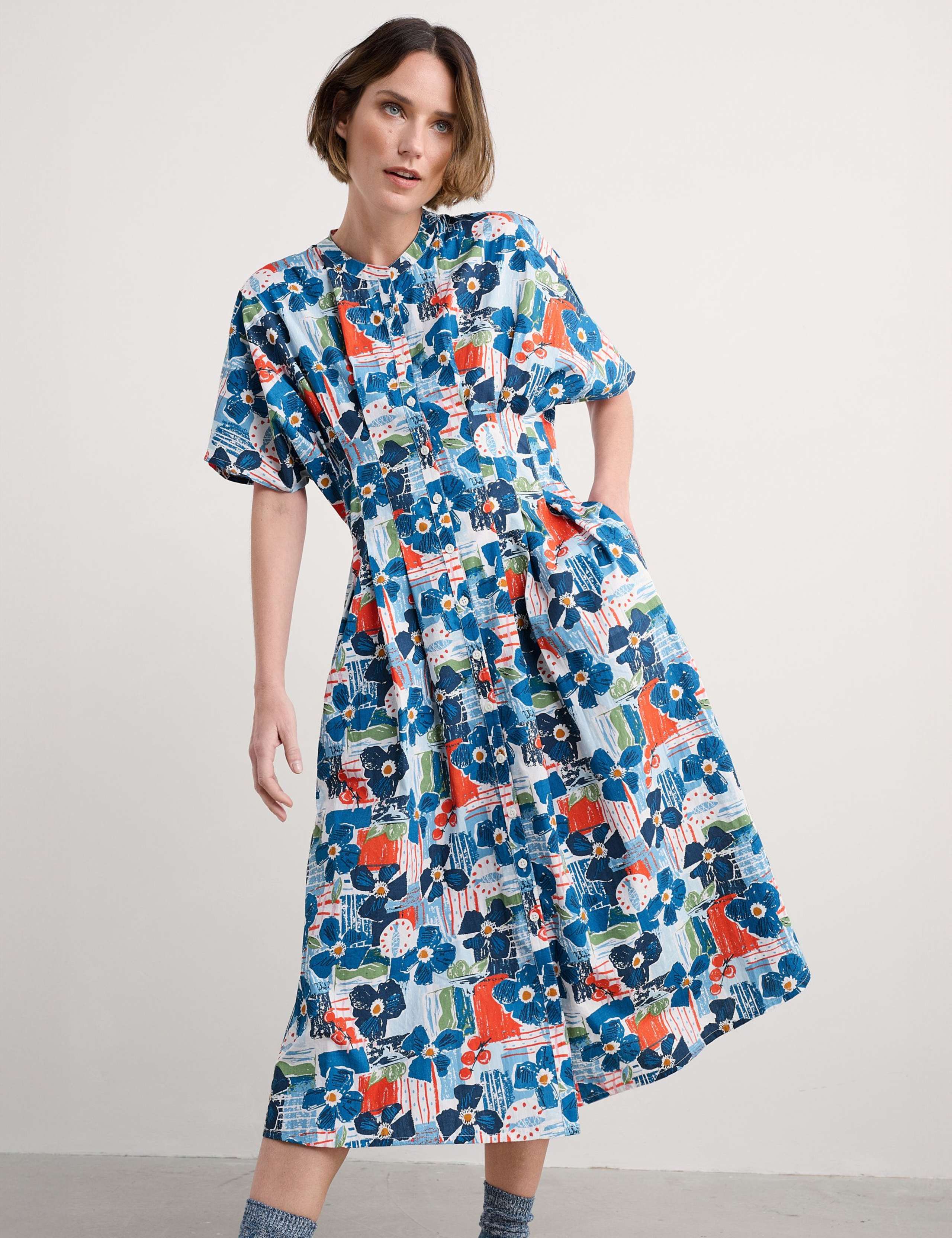 Pure Cotton Floral Midaxi Shirt Dress 4 of 5