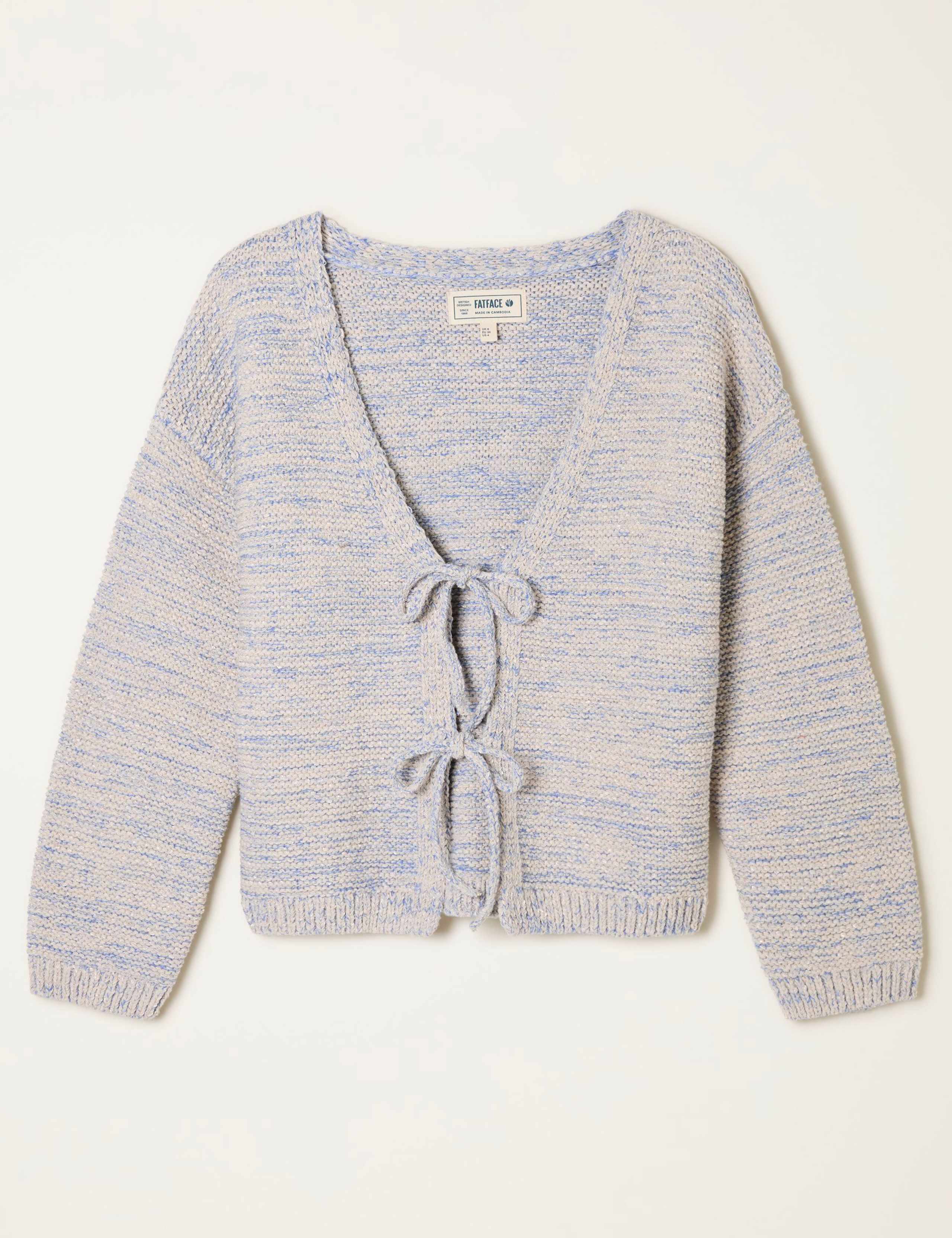 Cotton Blend Textured V-Neck Cardigan 2 of 5