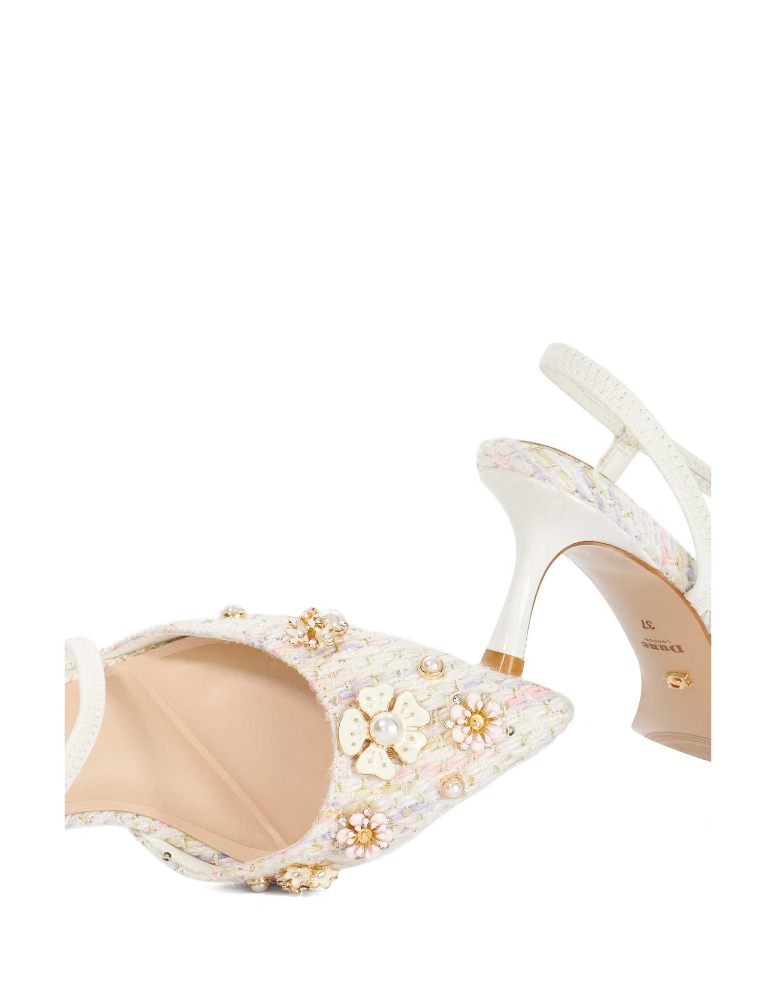 Bouclé Flower Embellished Slingback Shoes 5 of 5