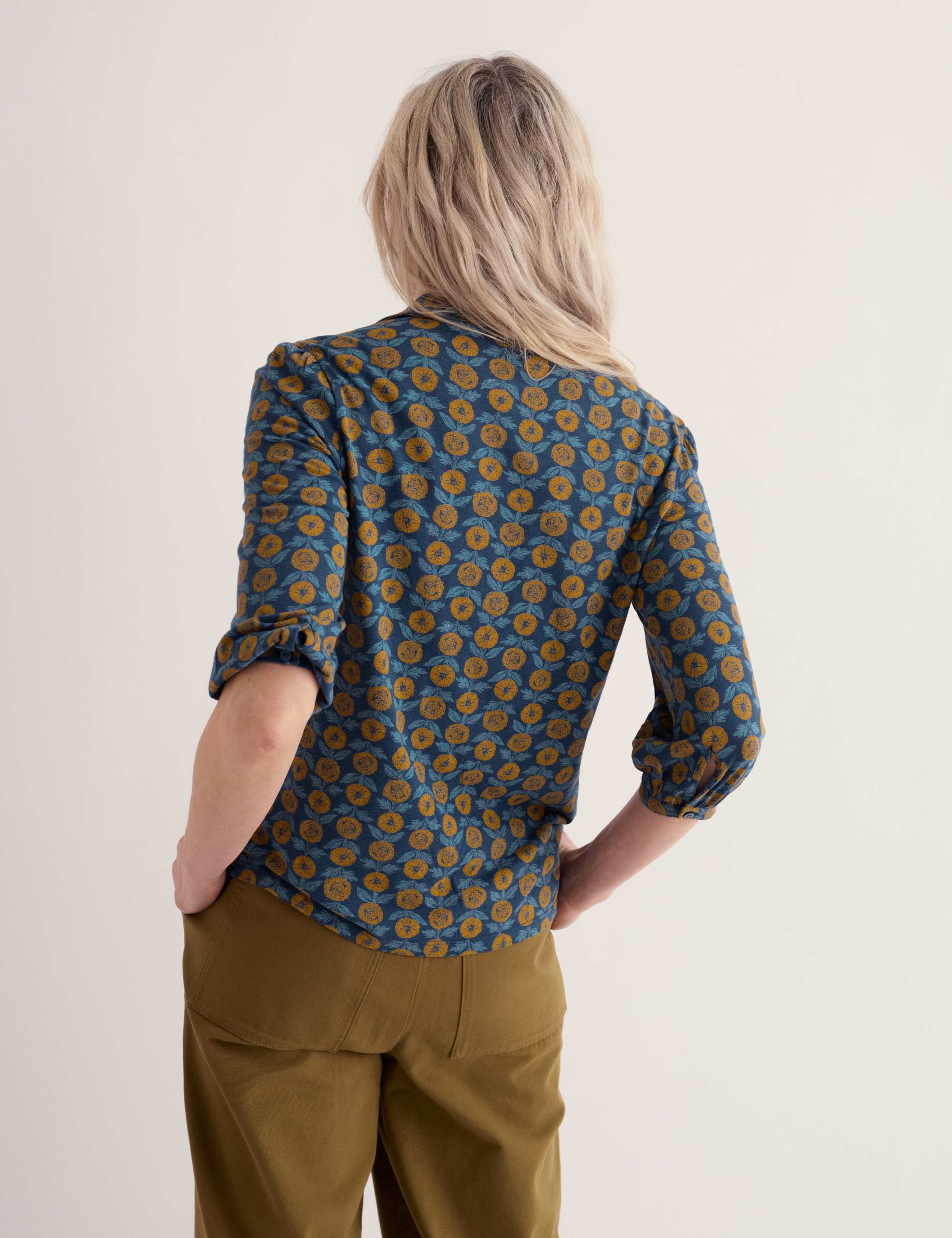Cotton Modal Floral Blouson Sleeve Shirt 4 of 5