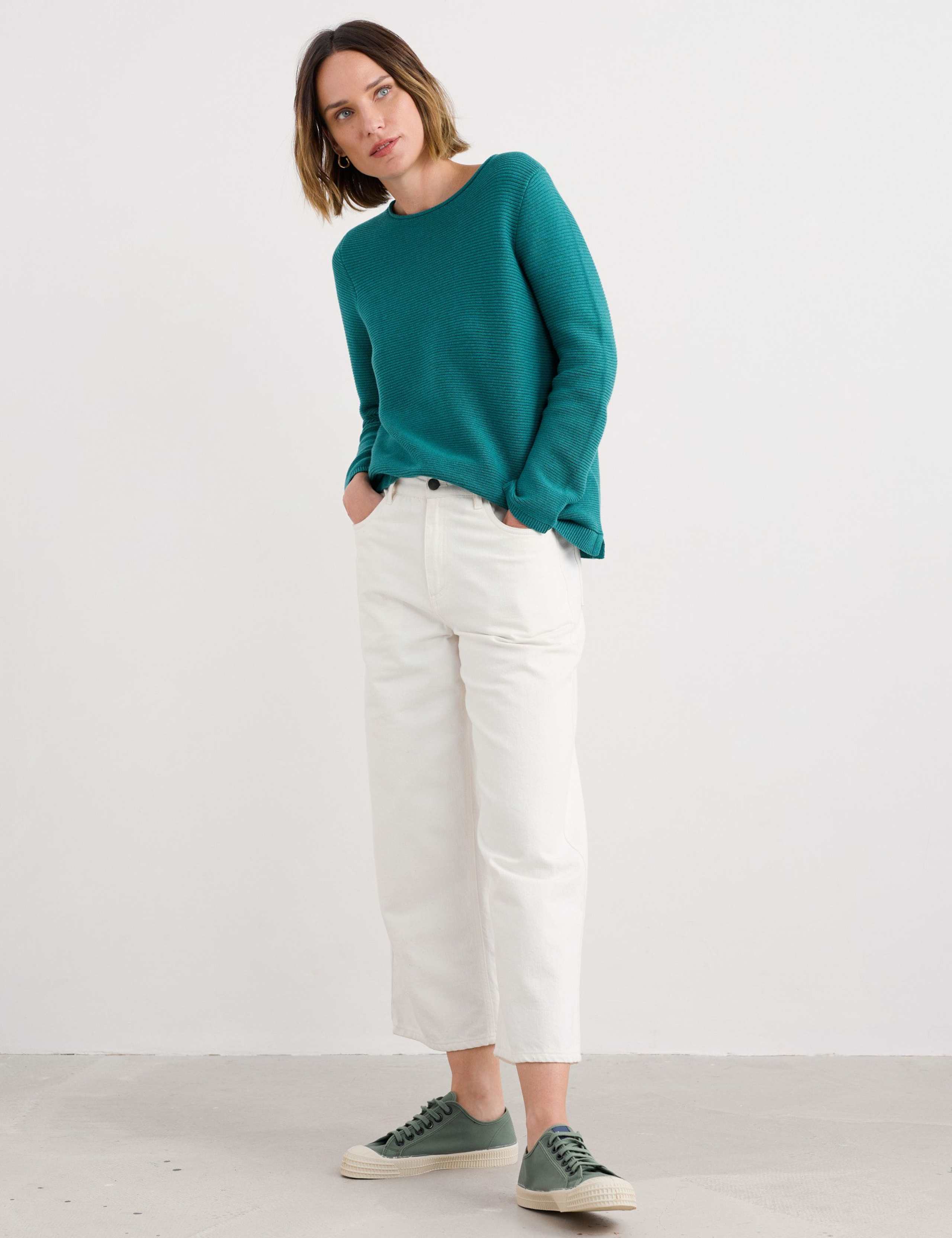 Pure Cotton Crew Neck Relaxed Jumper 1 of 5