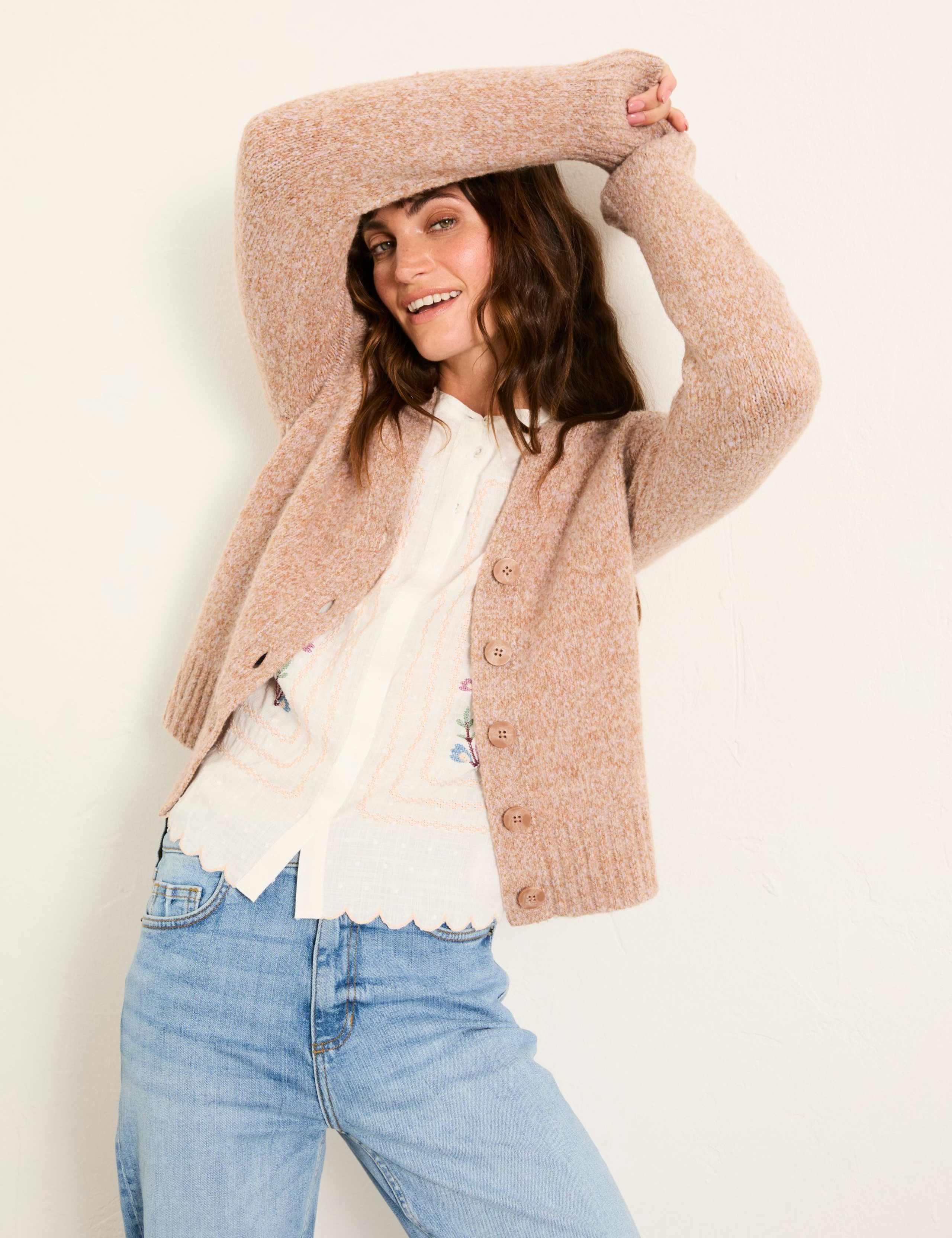 Wool Blend Fleck V-Neck Cardigan 5 of 6