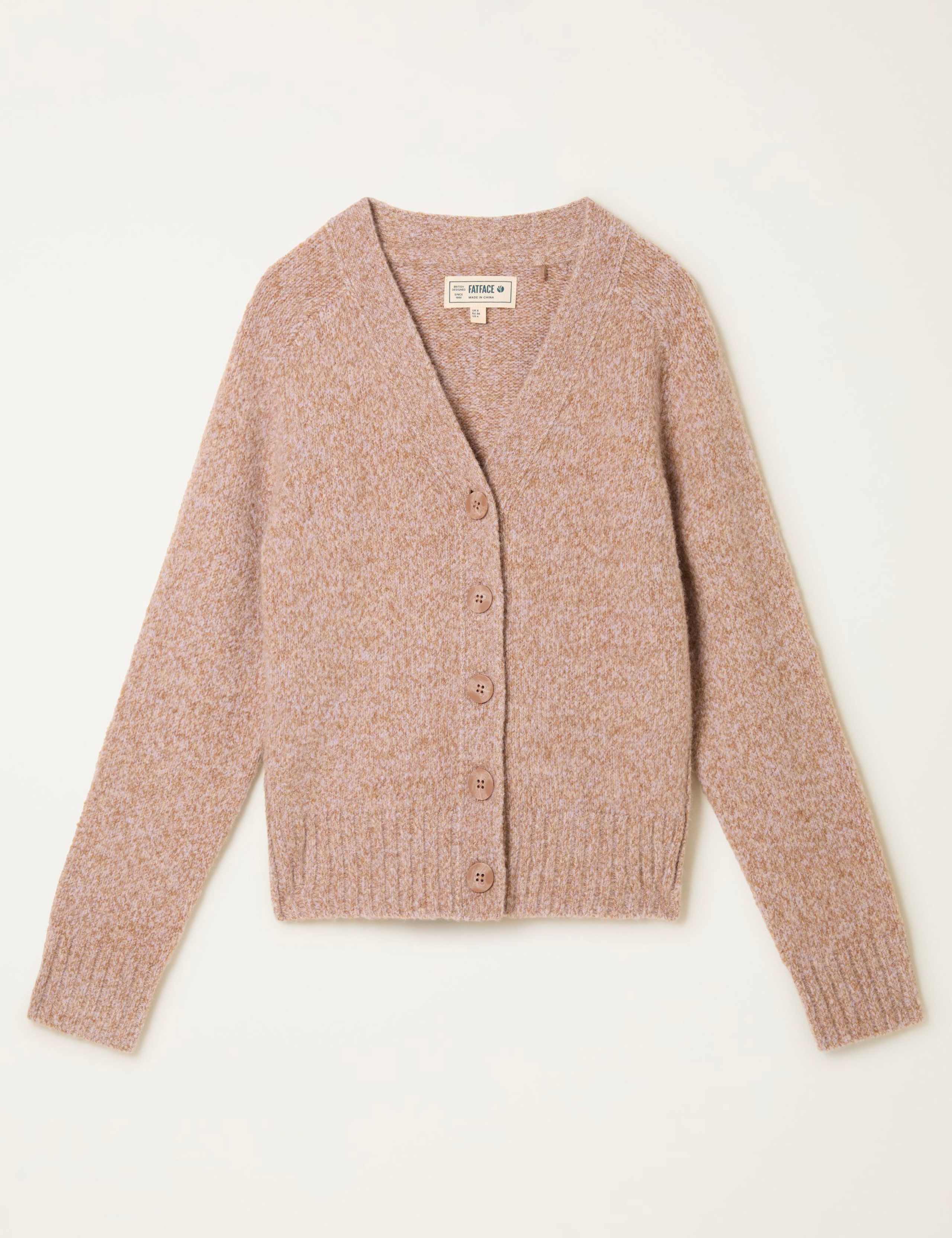 Wool Blend Fleck V-Neck Cardigan 2 of 6