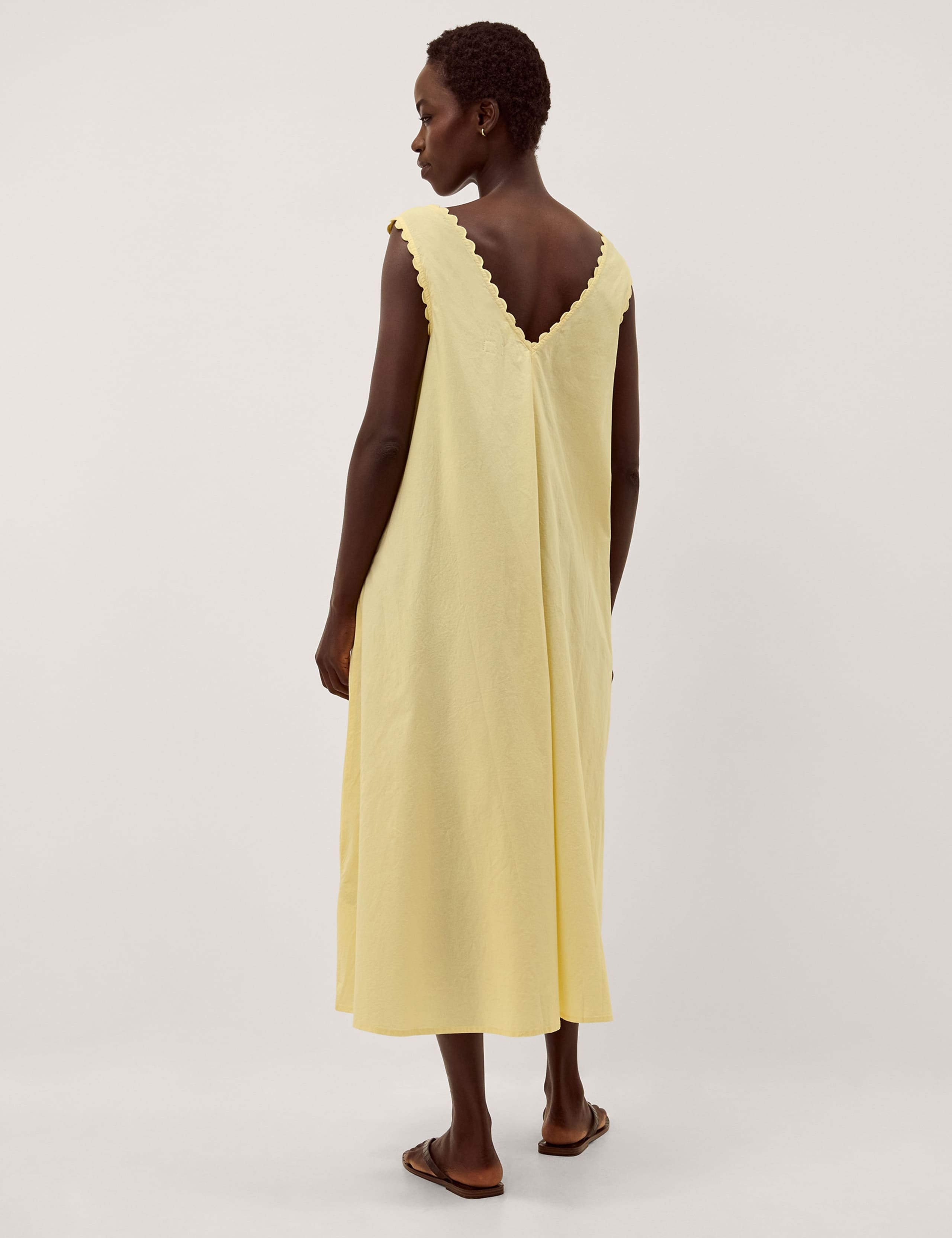 Pure Cotton V-Neck Cutwork Midi Swing Dress 3 of 5