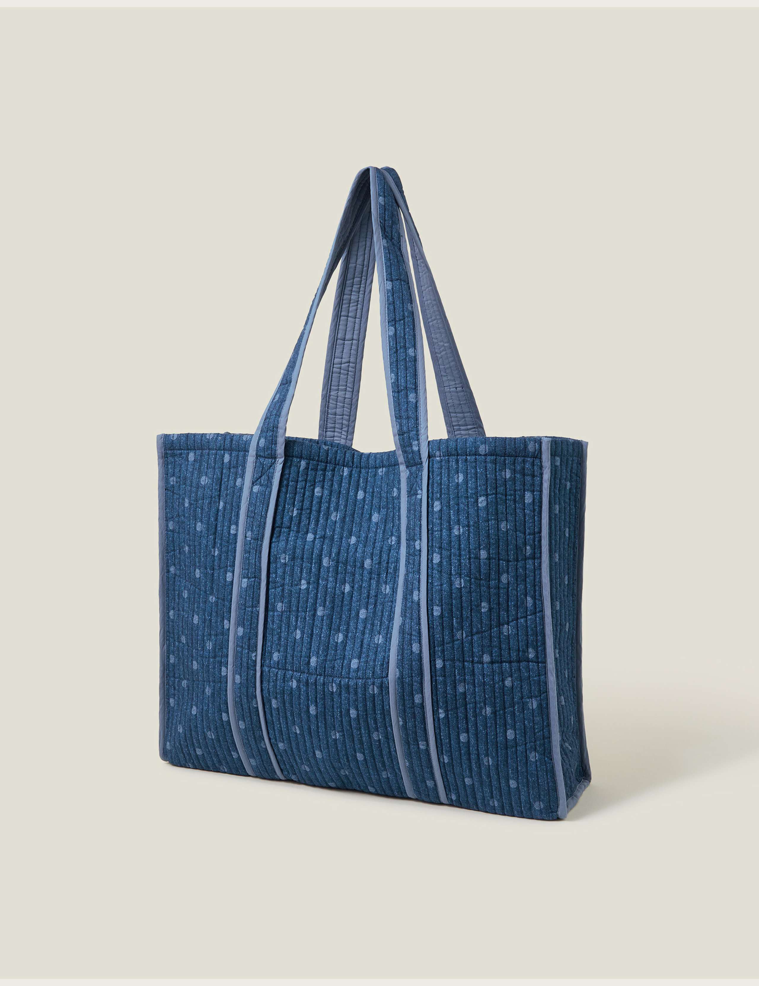Denim Polka Dot Quilted Shopper 2 of 4