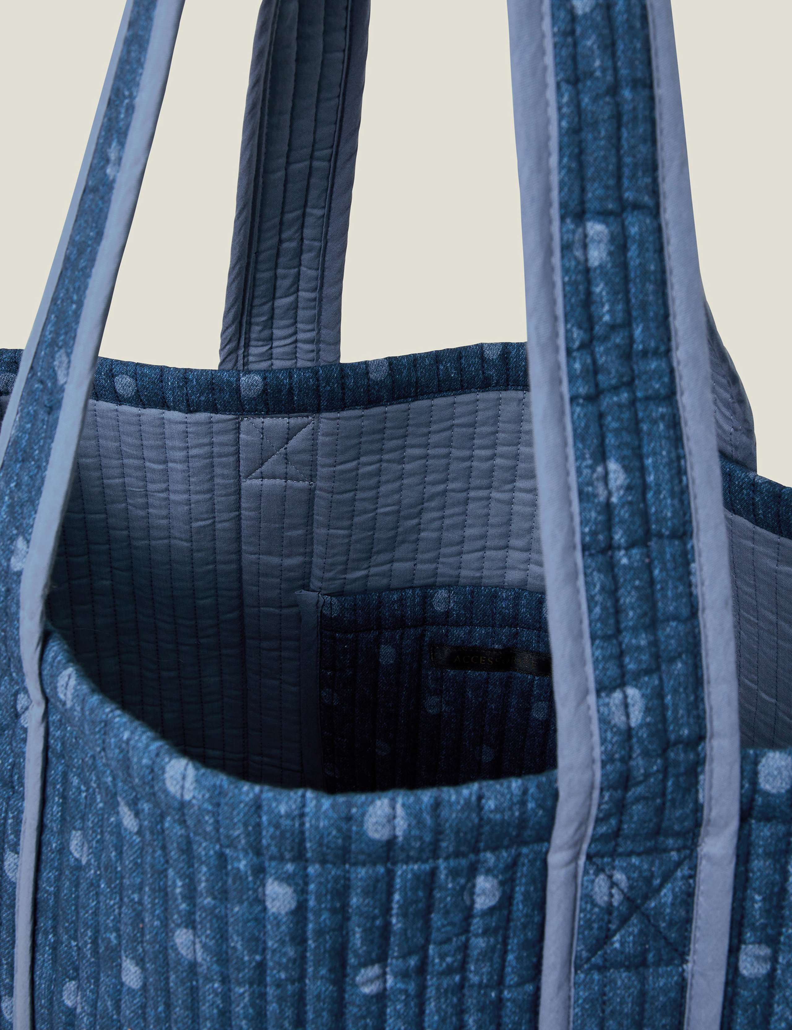 Denim Polka Dot Quilted Shopper 3 of 4