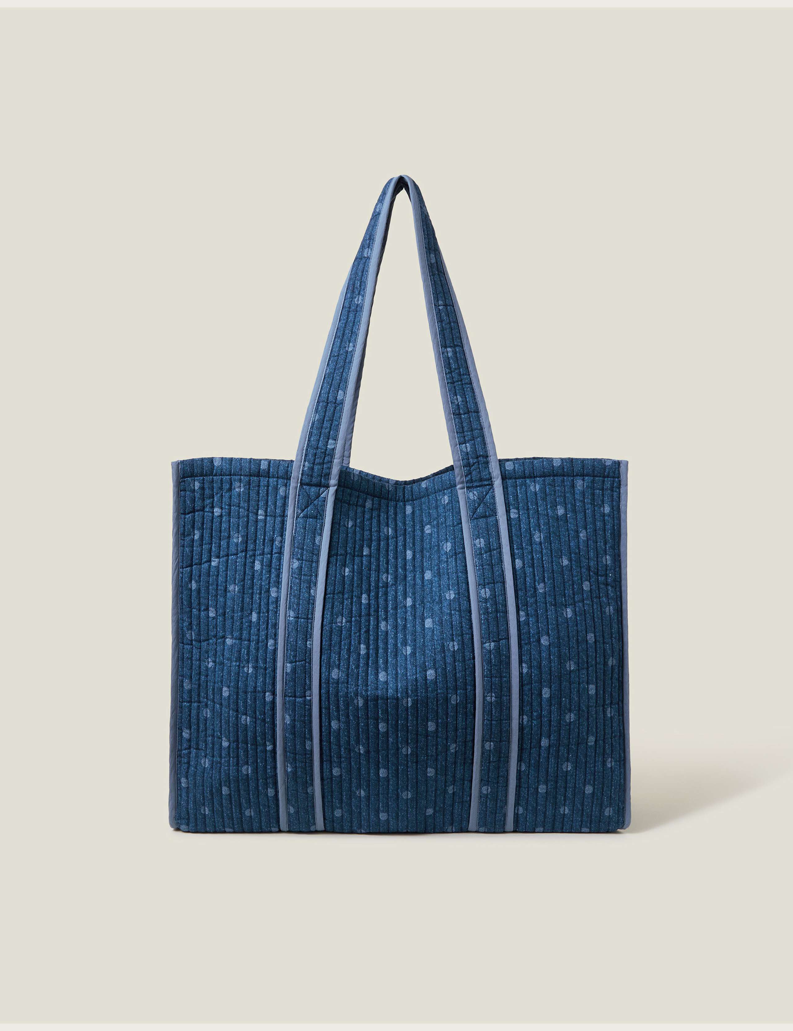 Denim Polka Dot Quilted Shopper 1 of 4