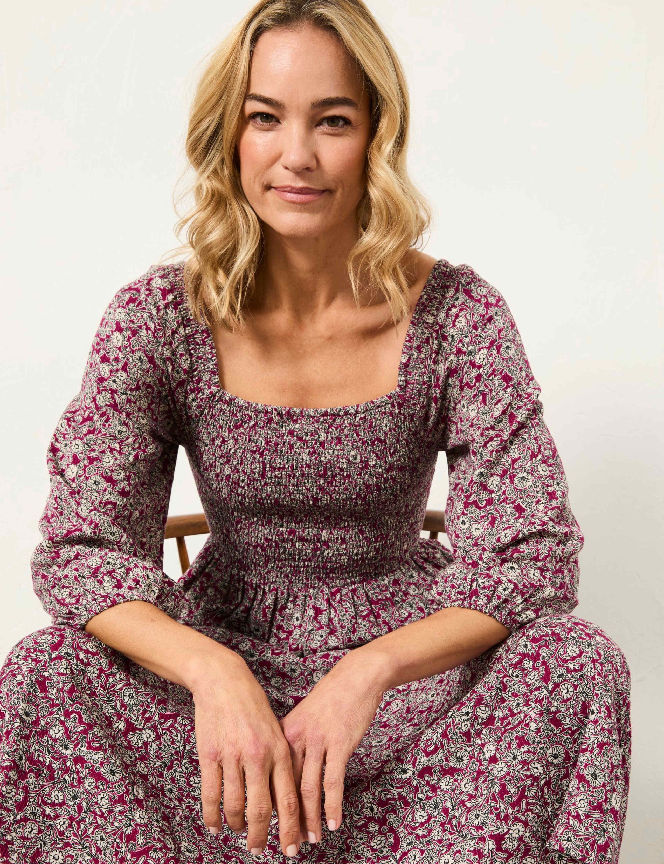 Cotton Blend Floral Midi Skater Dress 4 of 6