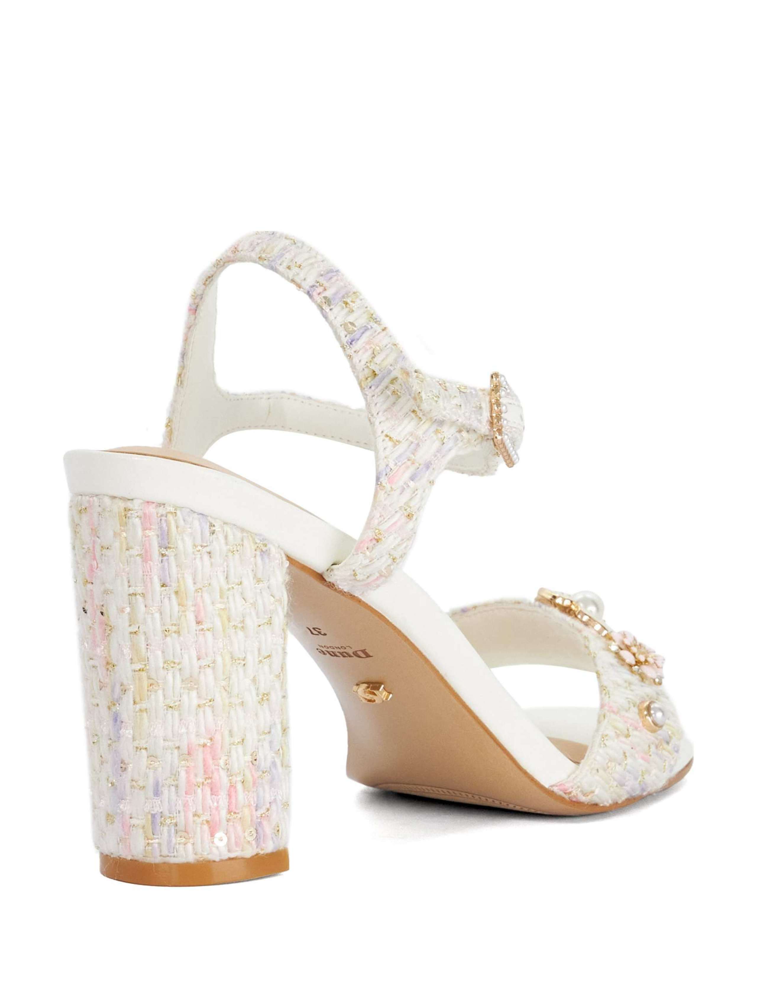 Flower Embellished Strappy Block Heel Sandals 4 of 5