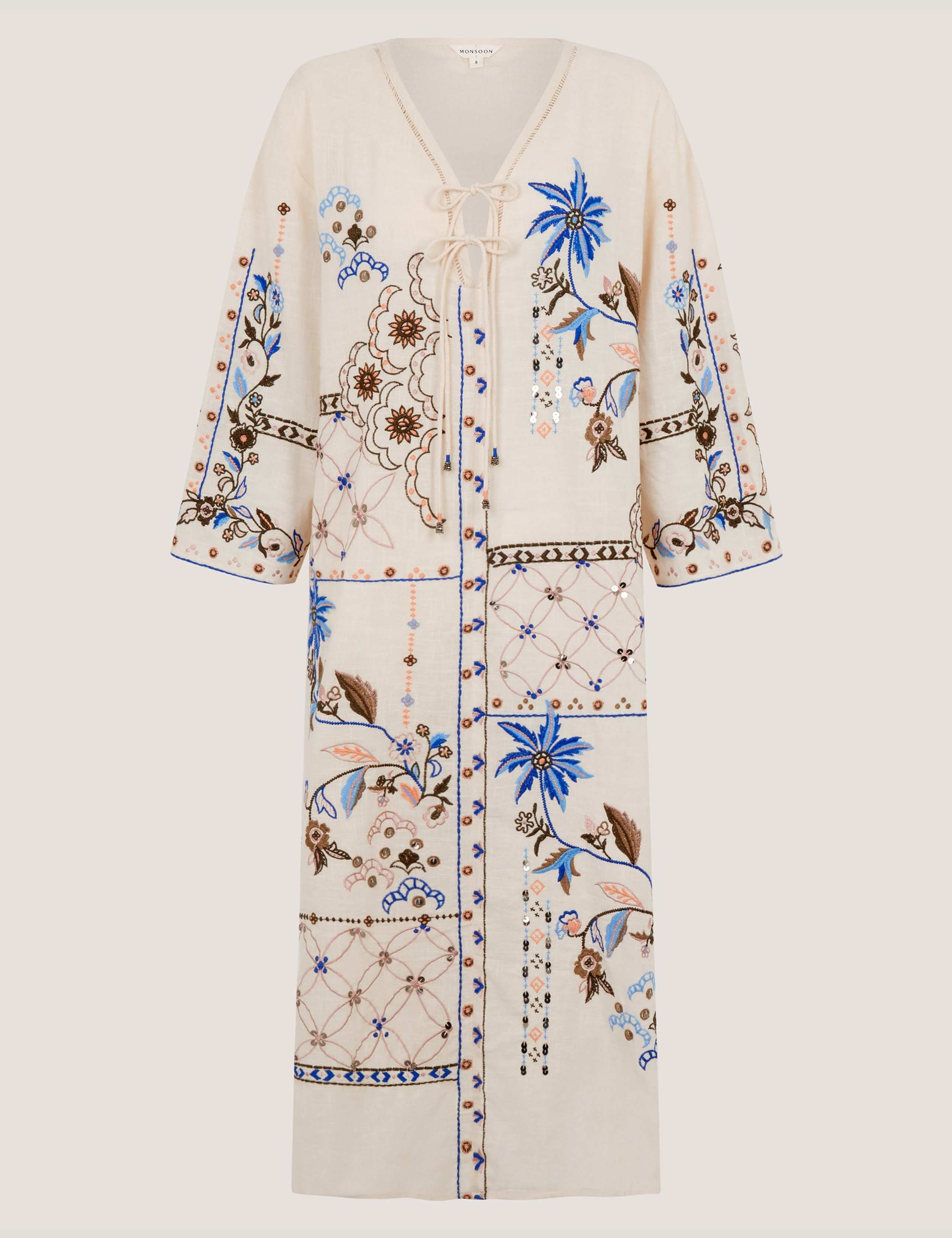 Pure Cotton Embroidered V-Neck Kaftan Dress 2 of 5