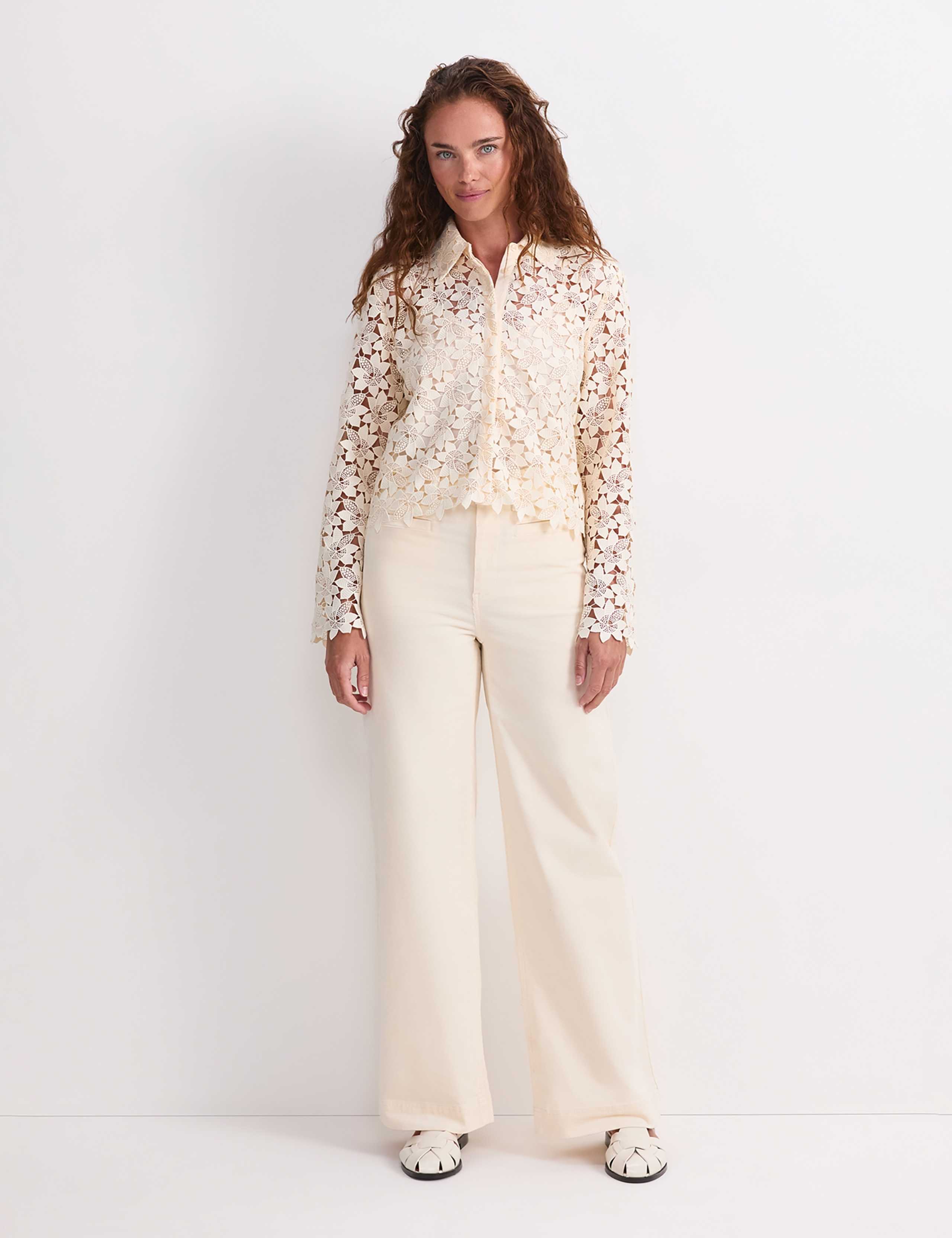 Floral Lace Button Through Relaxed Blouse 2 of 8