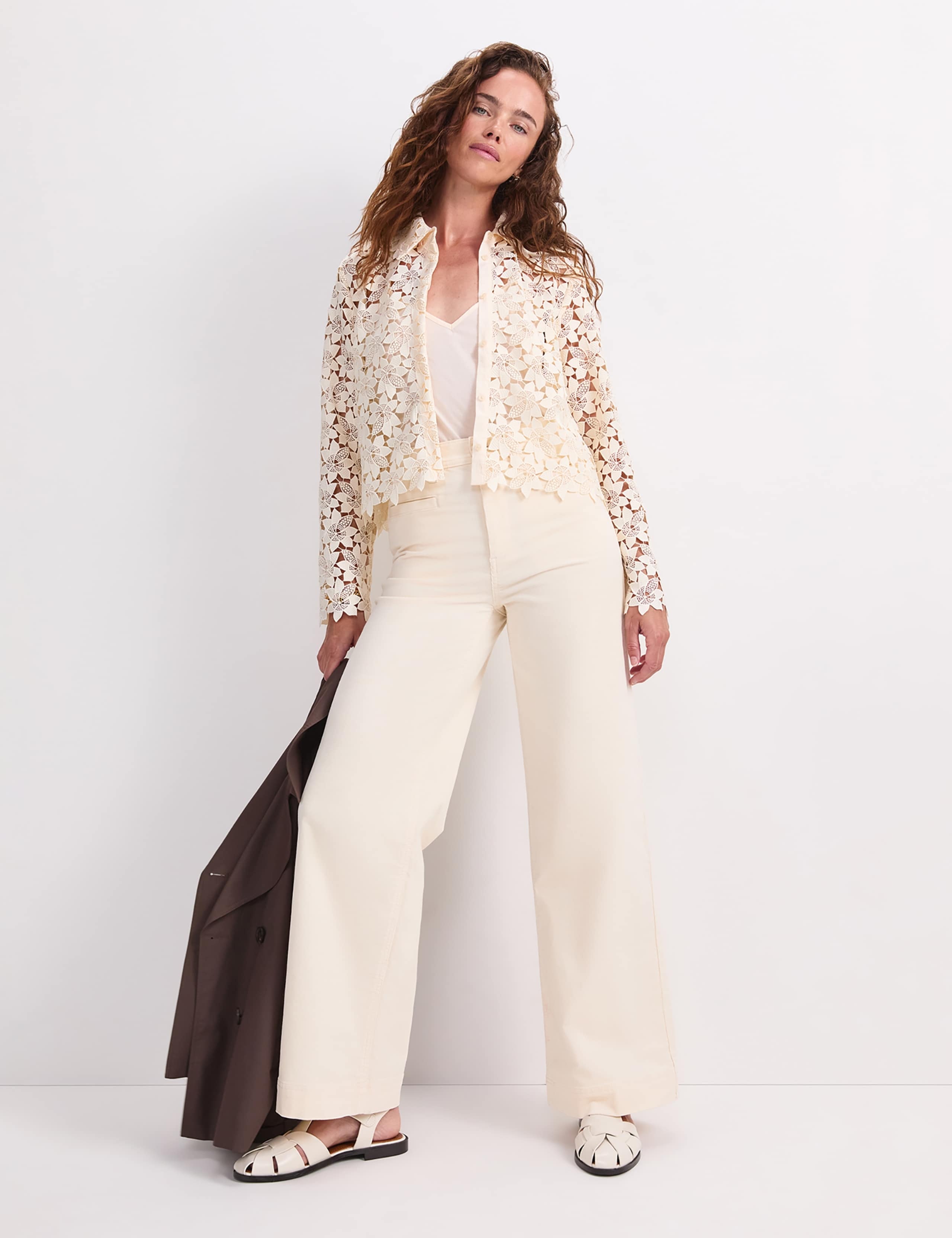 Floral Lace Button Through Relaxed Blouse 3 of 8