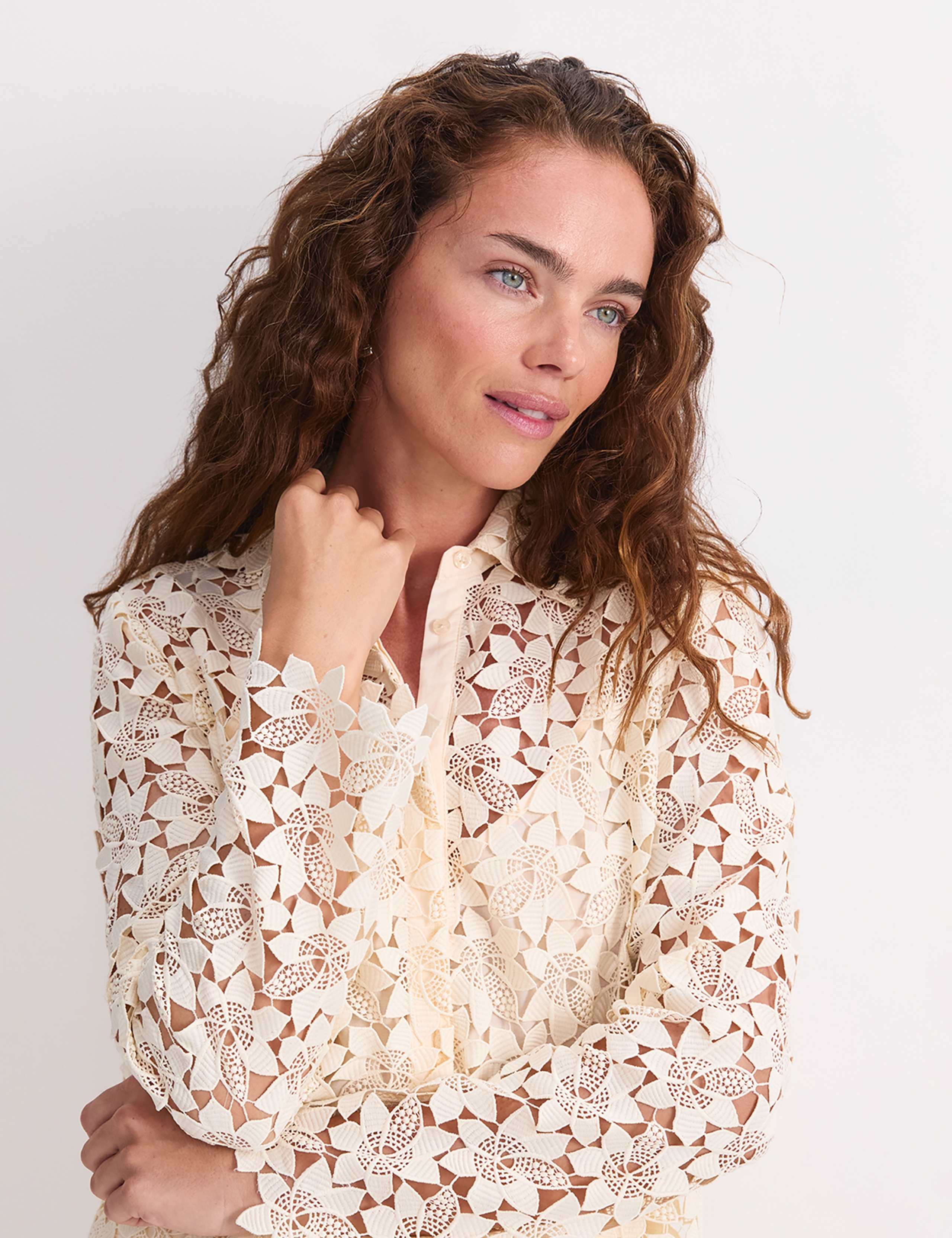 Floral Lace Button Through Relaxed Blouse 7 of 8