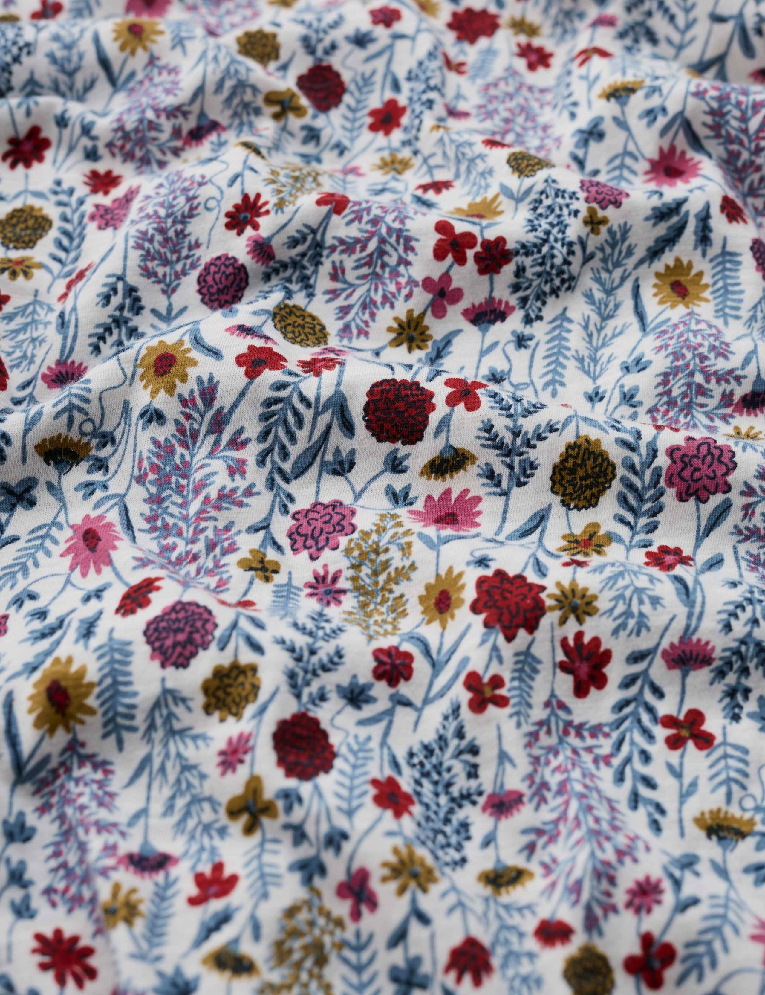 Pure Cotton Floral V-Neck Button Through Top 3 of 5