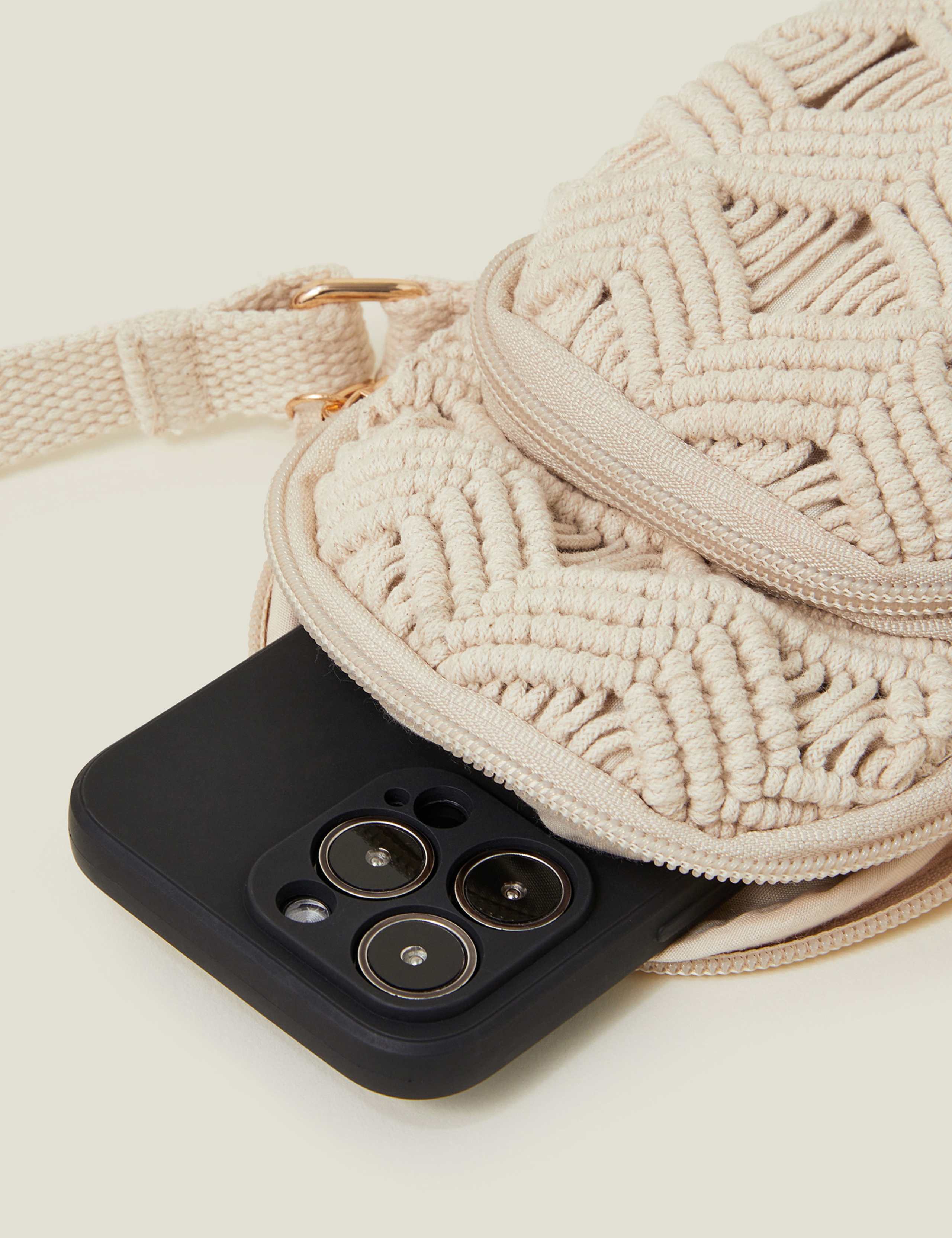 Pure Cotton Macrame Cross Body Phone Bag 3 of 4