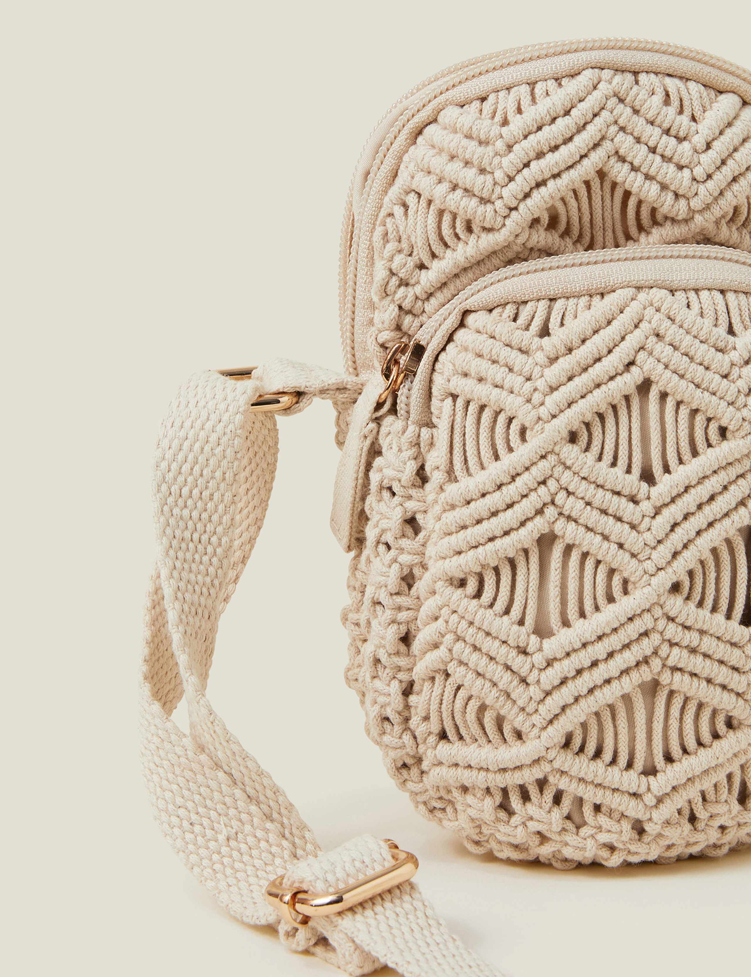 Pure Cotton Macrame Cross Body Phone Bag 4 of 4