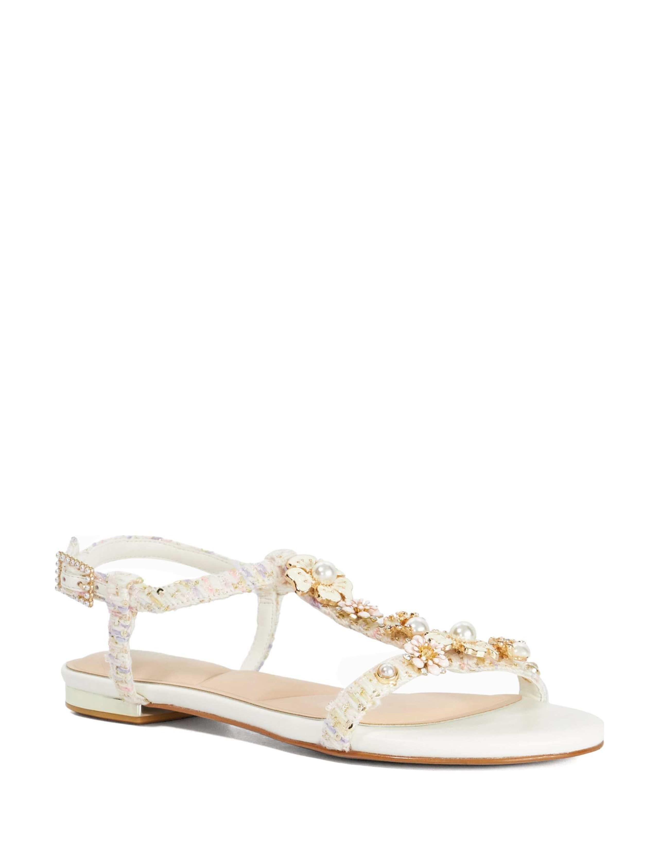Floral Embellished Ankle Strap Flat Sandals 2 of 5