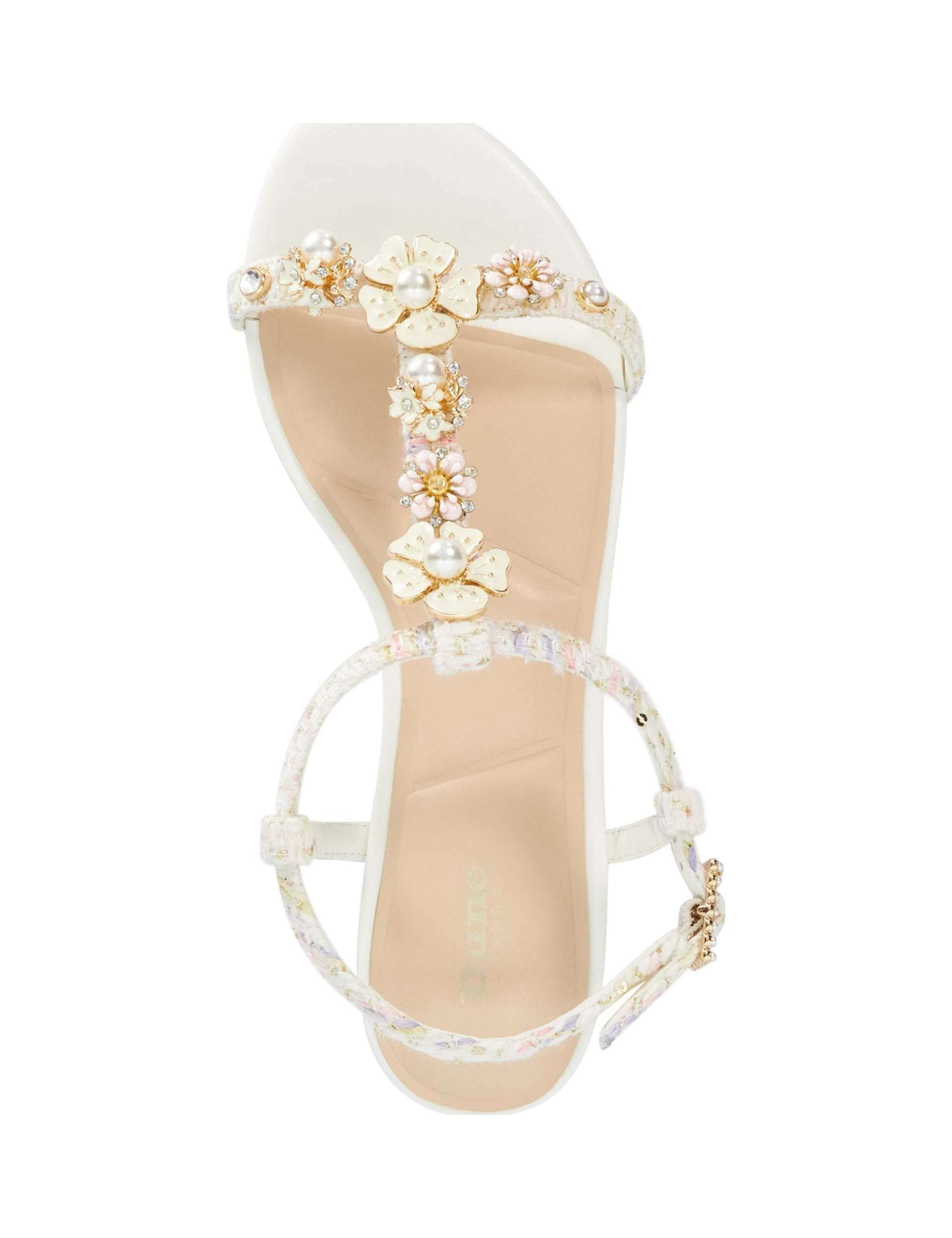 Floral Embellished Ankle Strap Flat Sandals 3 of 5