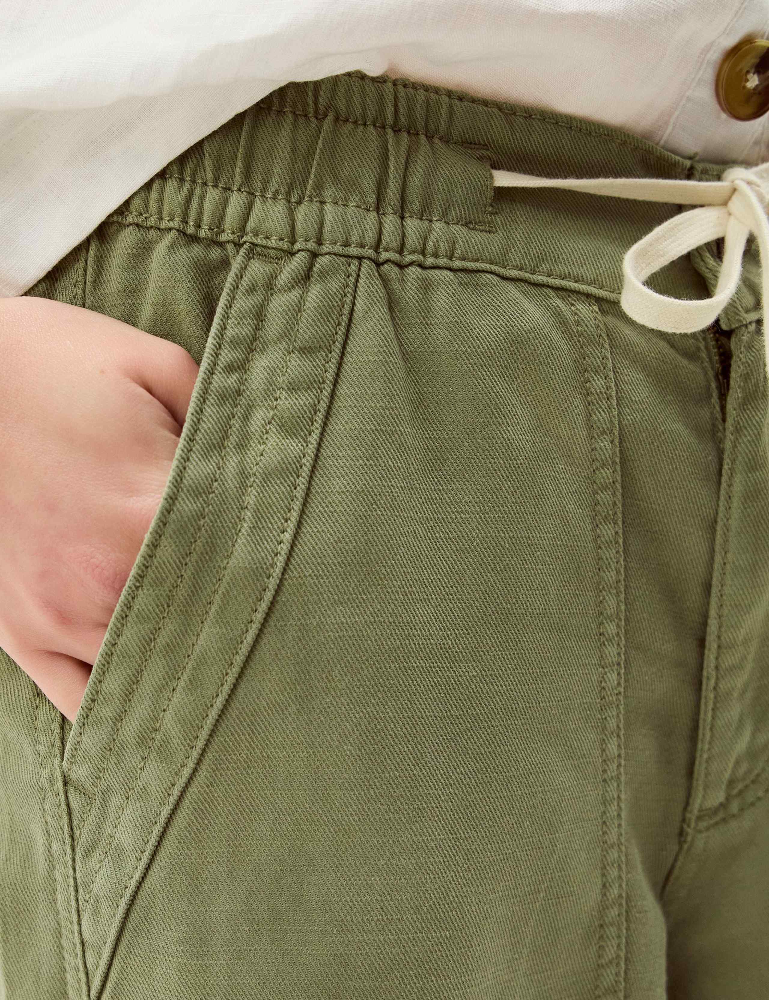 Cotton Rich Barrel Leg Cropped Trousers 5 of 5